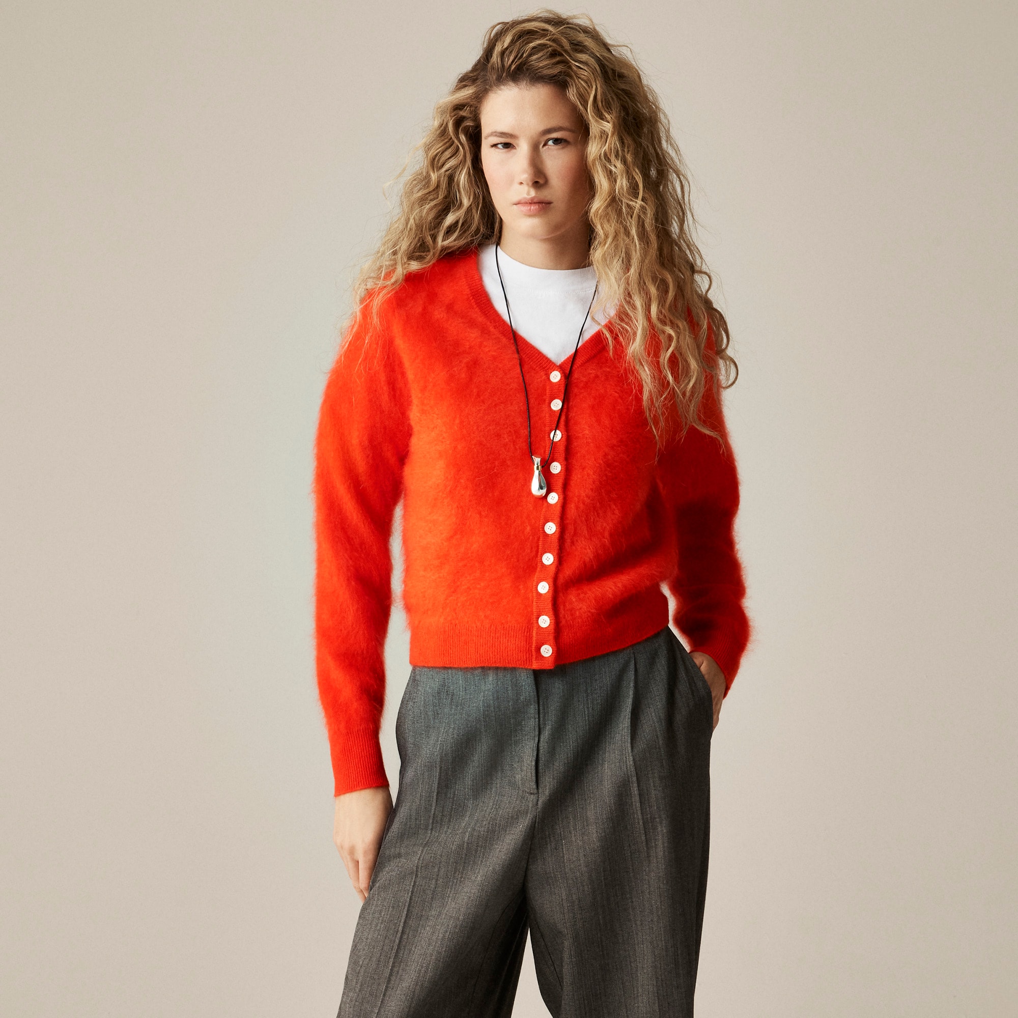Brushed cashmere relaxed-fit reversible cardigan