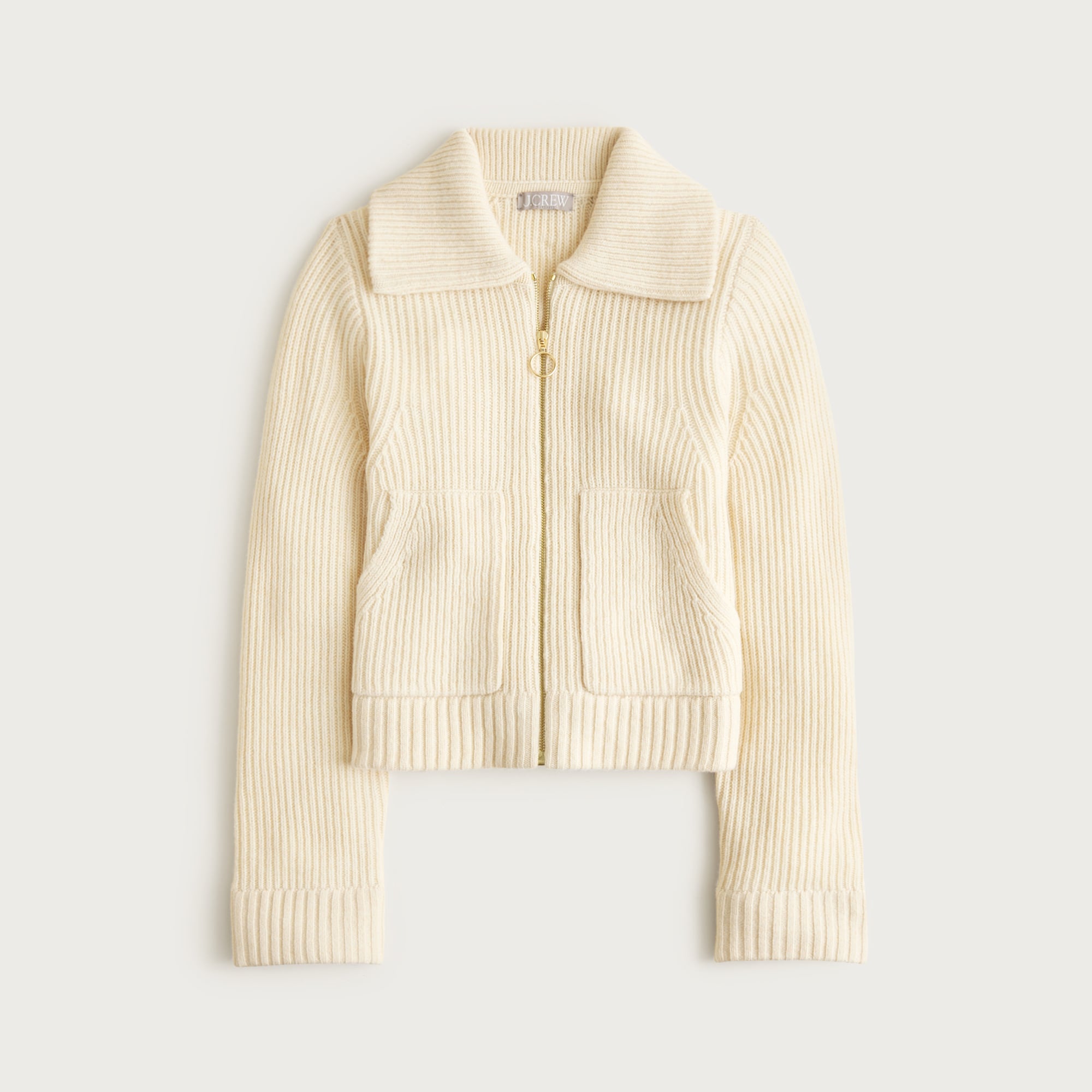  Collared full-zip sweater in merino wool