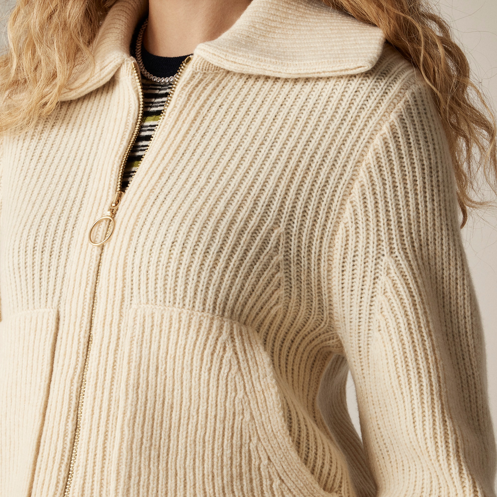 Collared full-zip sweater in merino wool - image 4