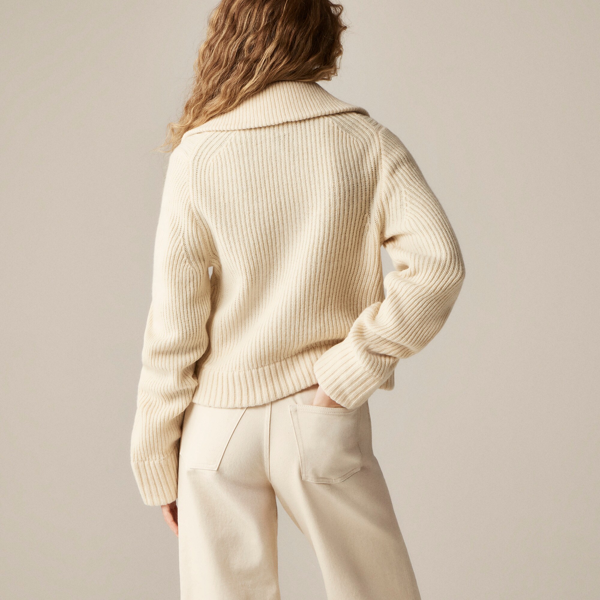 Collared full-zip sweater in merino wool