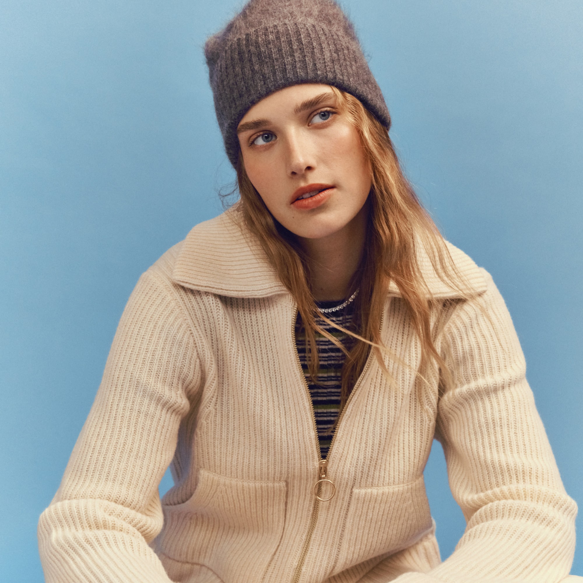 トップス QZCNJ.CREW wool knit sweater Collared Full-zip Sweater In Merino Wool For Women | J.Crew