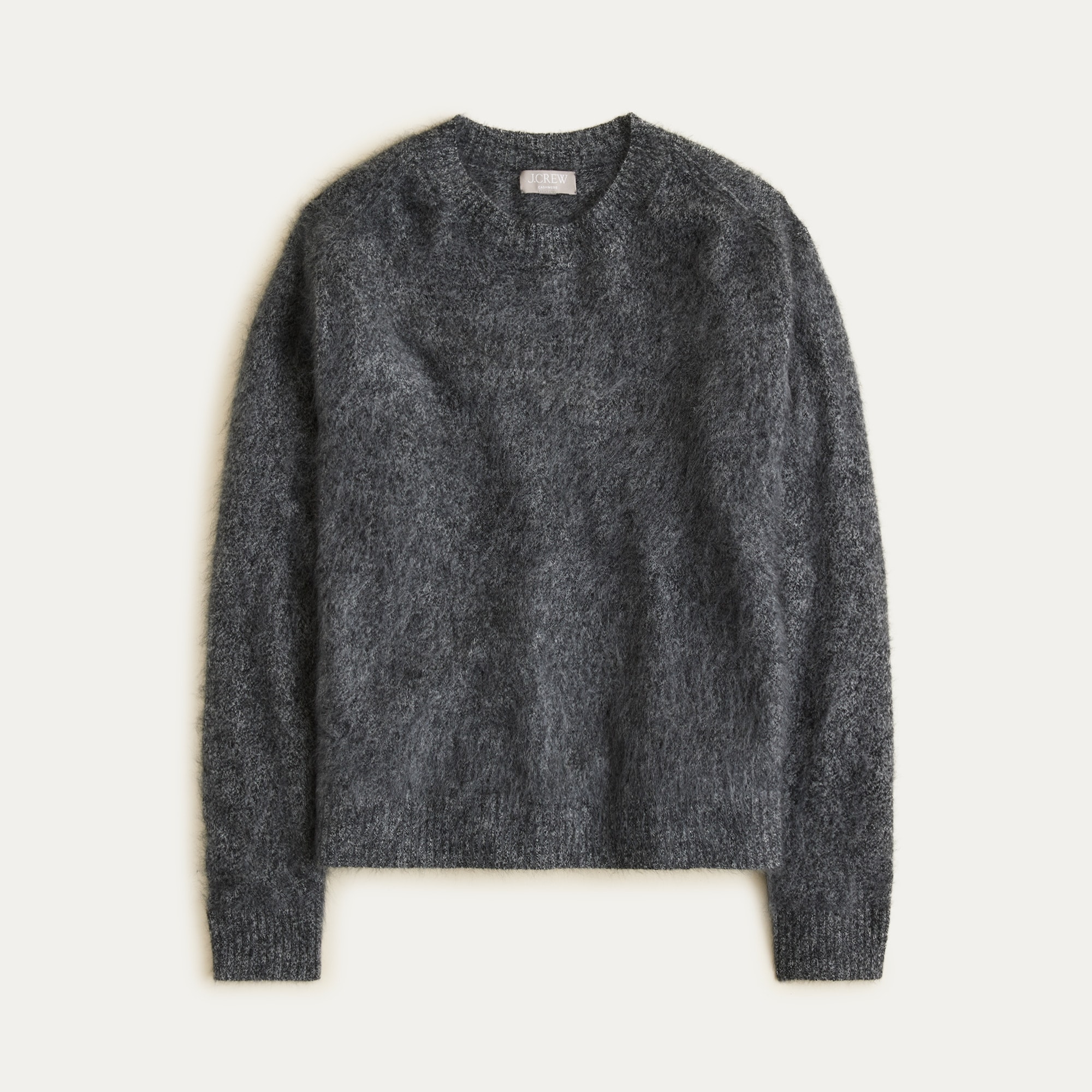 Brushed cashmere marled relaxed crewneck sweater