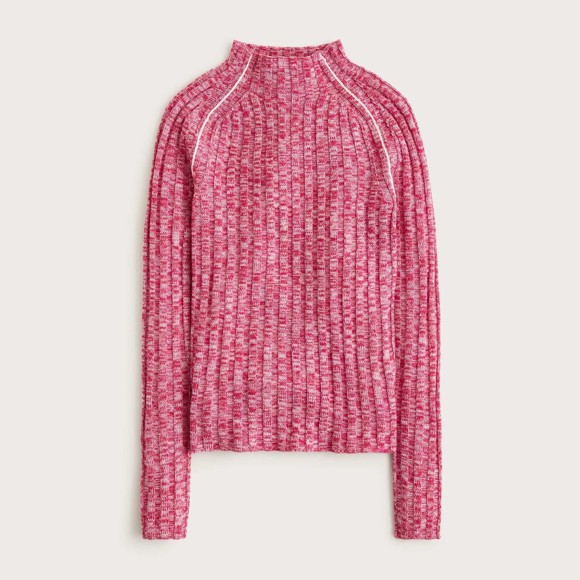 Wide-rib mockneck sweater in marled merino wool