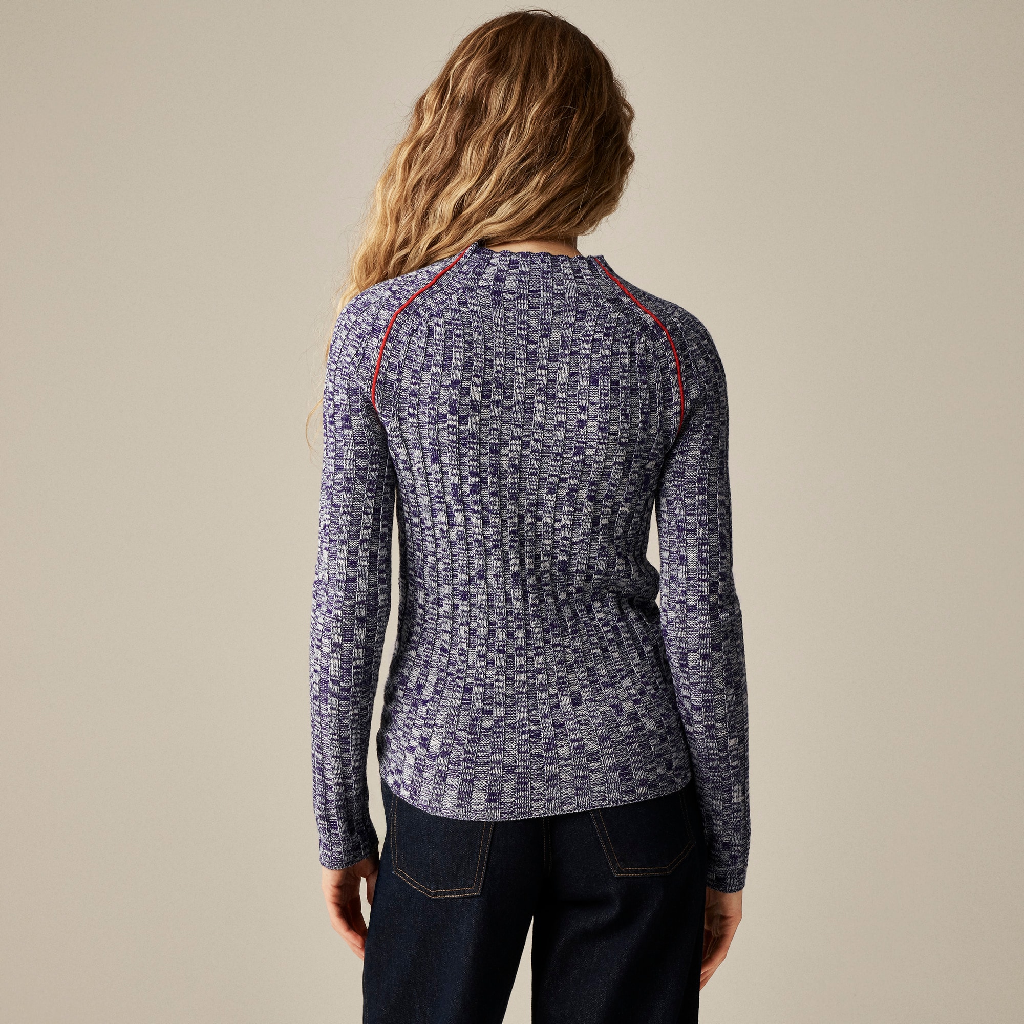 Wide-rib Mockneck Sweater In Marled Merino Wool For Women | J.Crew