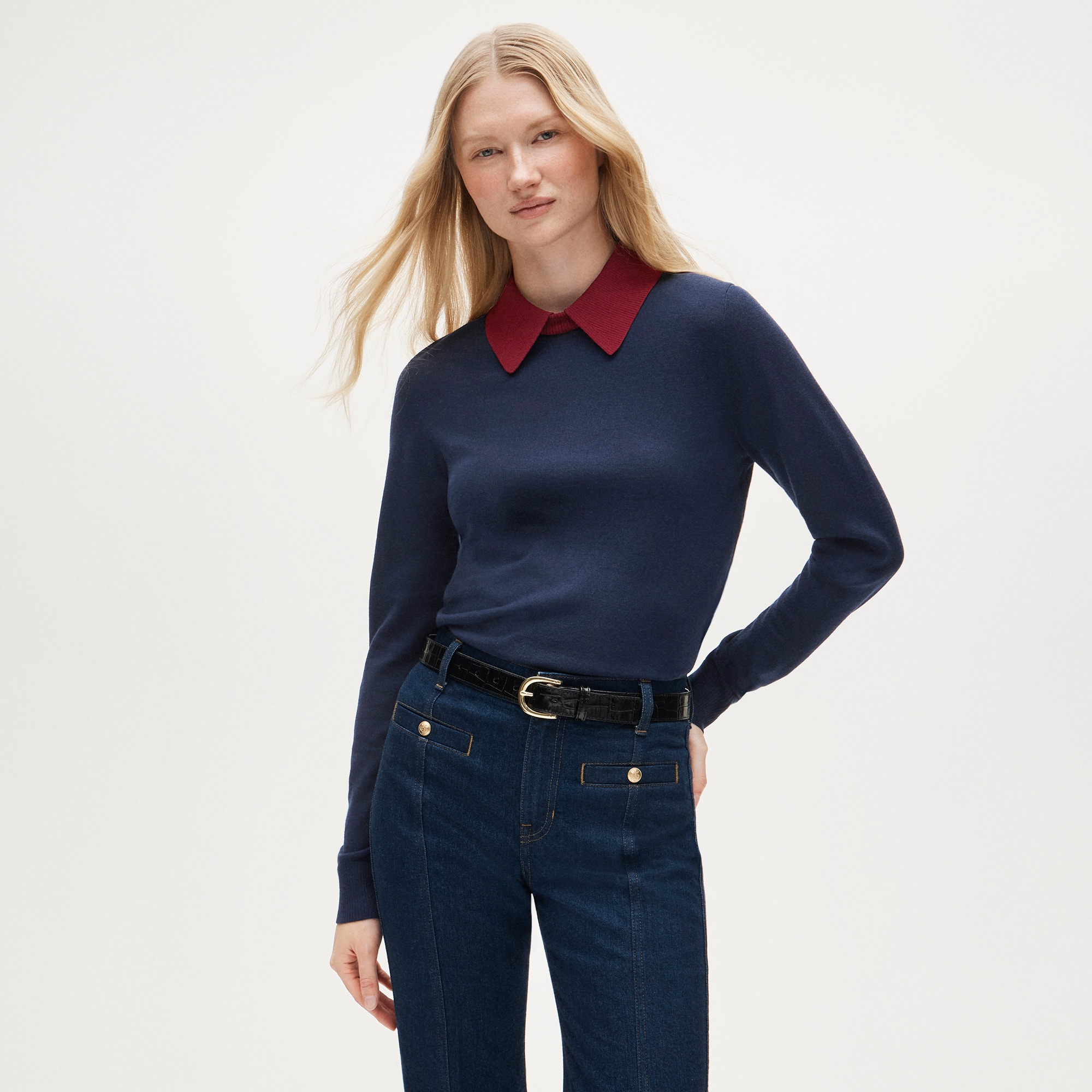 Carolyn collared sweater in merino wool - image 2