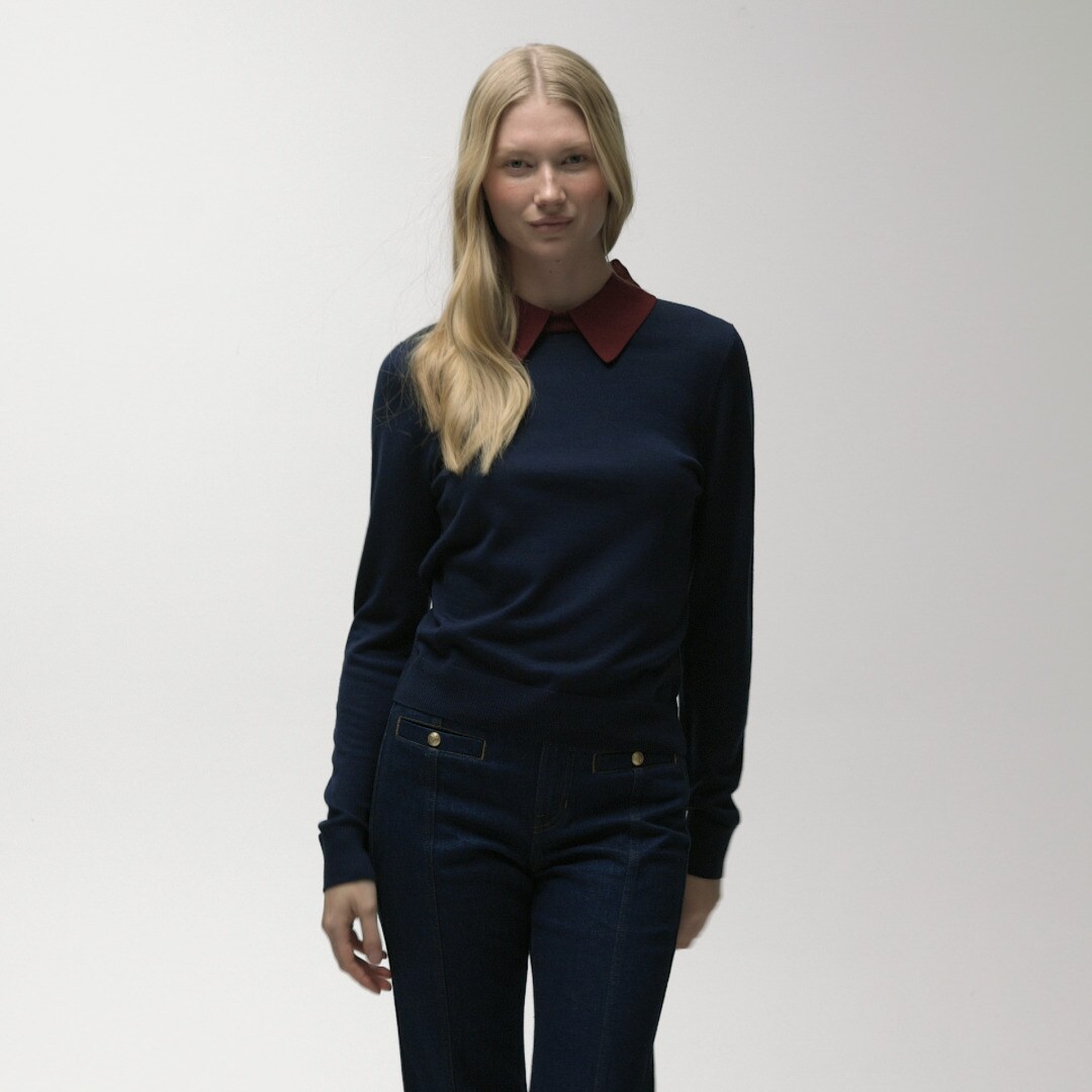 Carolyn collared sweater in merino wool