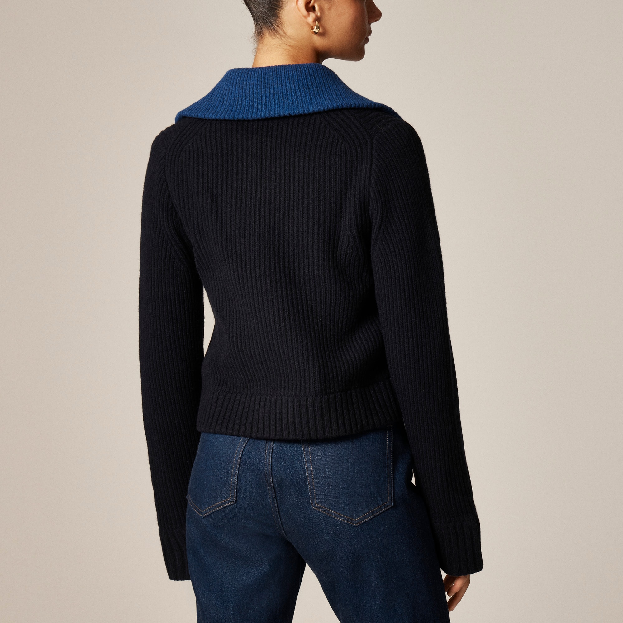 Colorblock collared full-zip sweater in wool - image 5