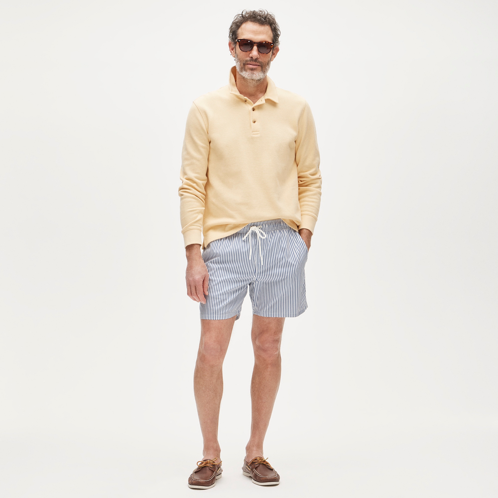 6" stretch swim trunk in cotton blend