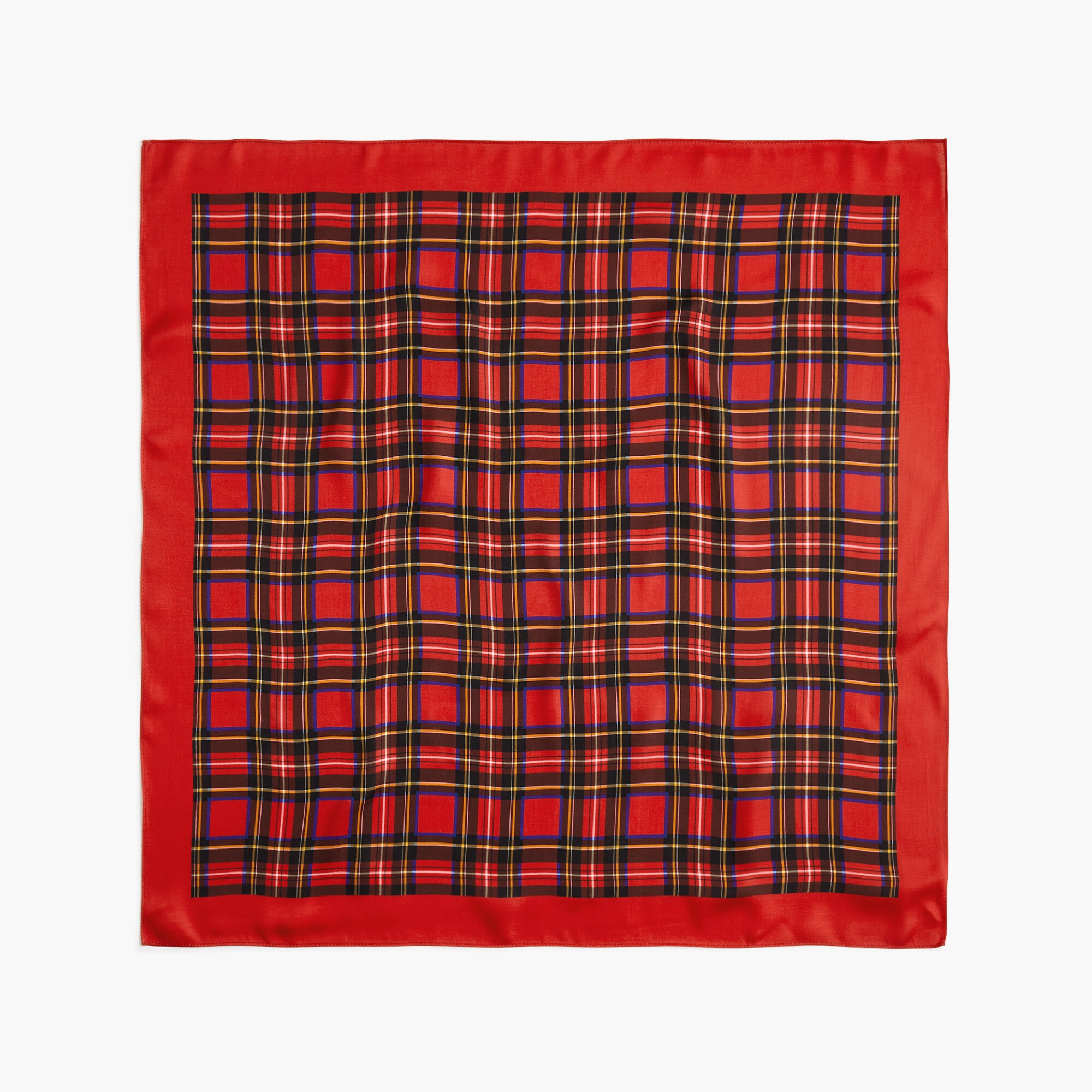 Silky plaid-print scarf