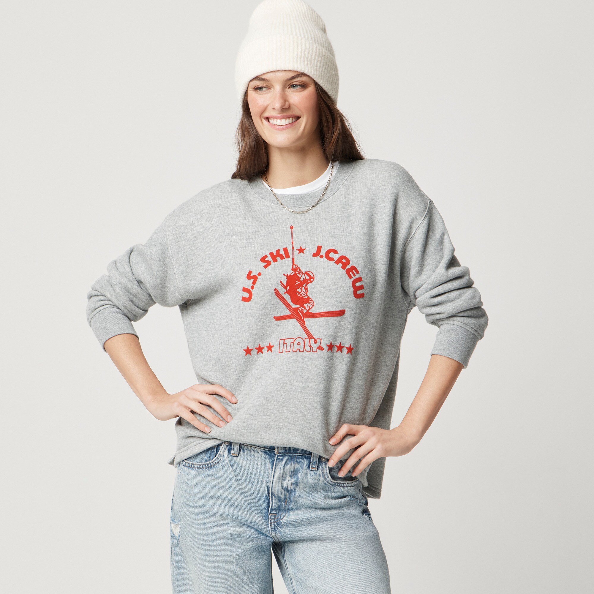 womens U.S. Ski &amp; Snowboard by J.Crew heritage terry graphic crewneck sweatshirt