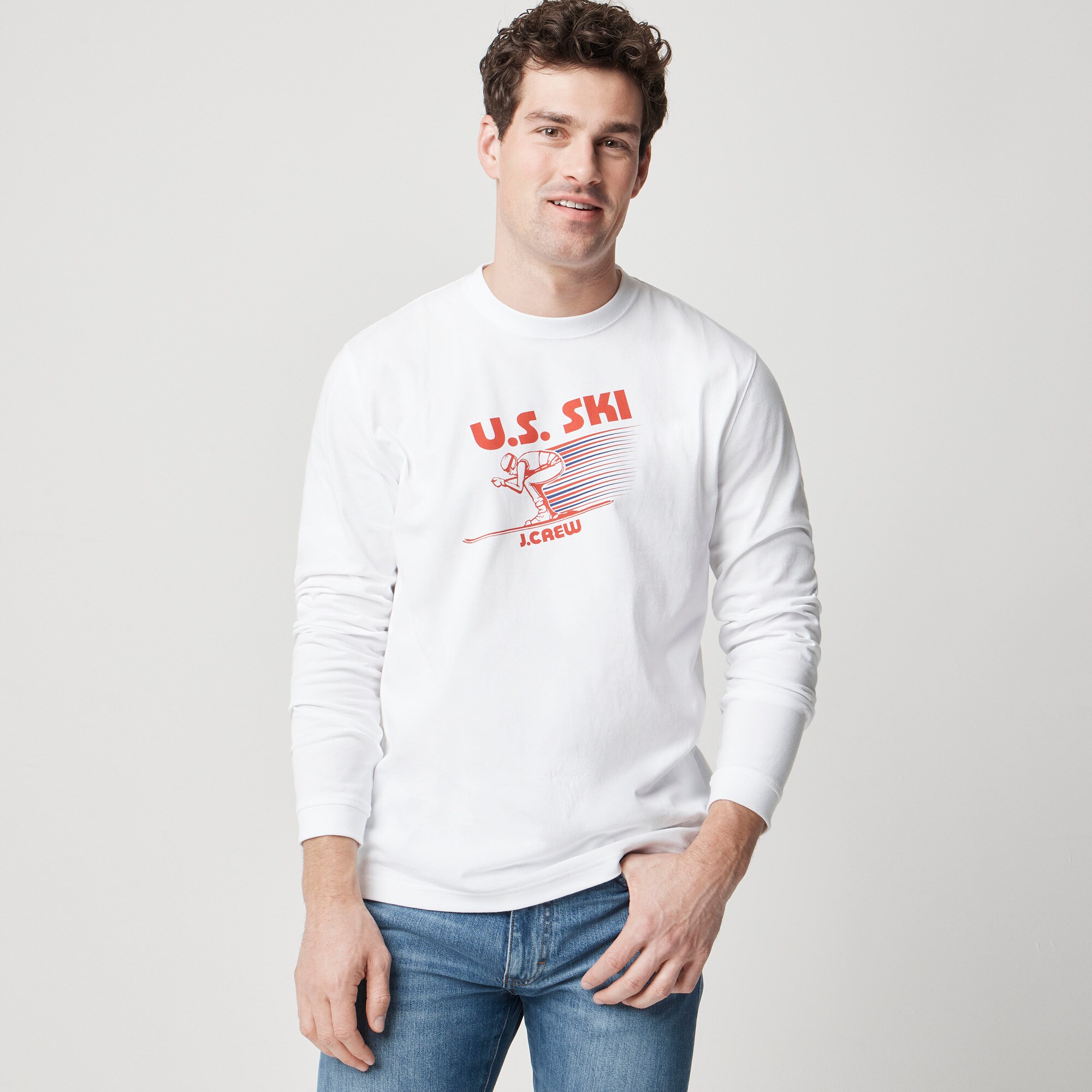 mens U.S. Ski &amp; Snowboard by J.Crew long-sleeve vintage-wash graphic T-shirt