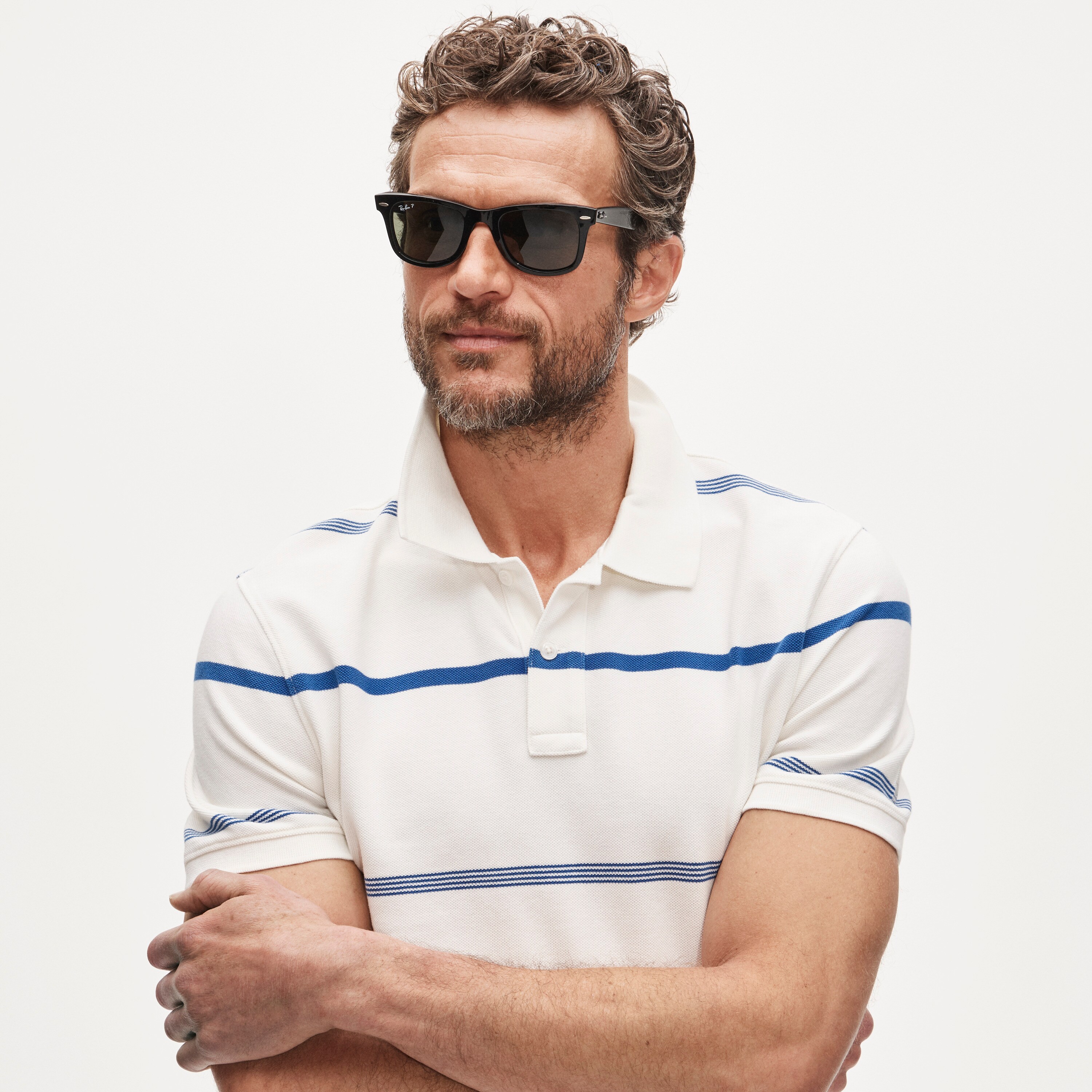 Washed piqu&eacute; polo shirt in stripe - thumbnail 4