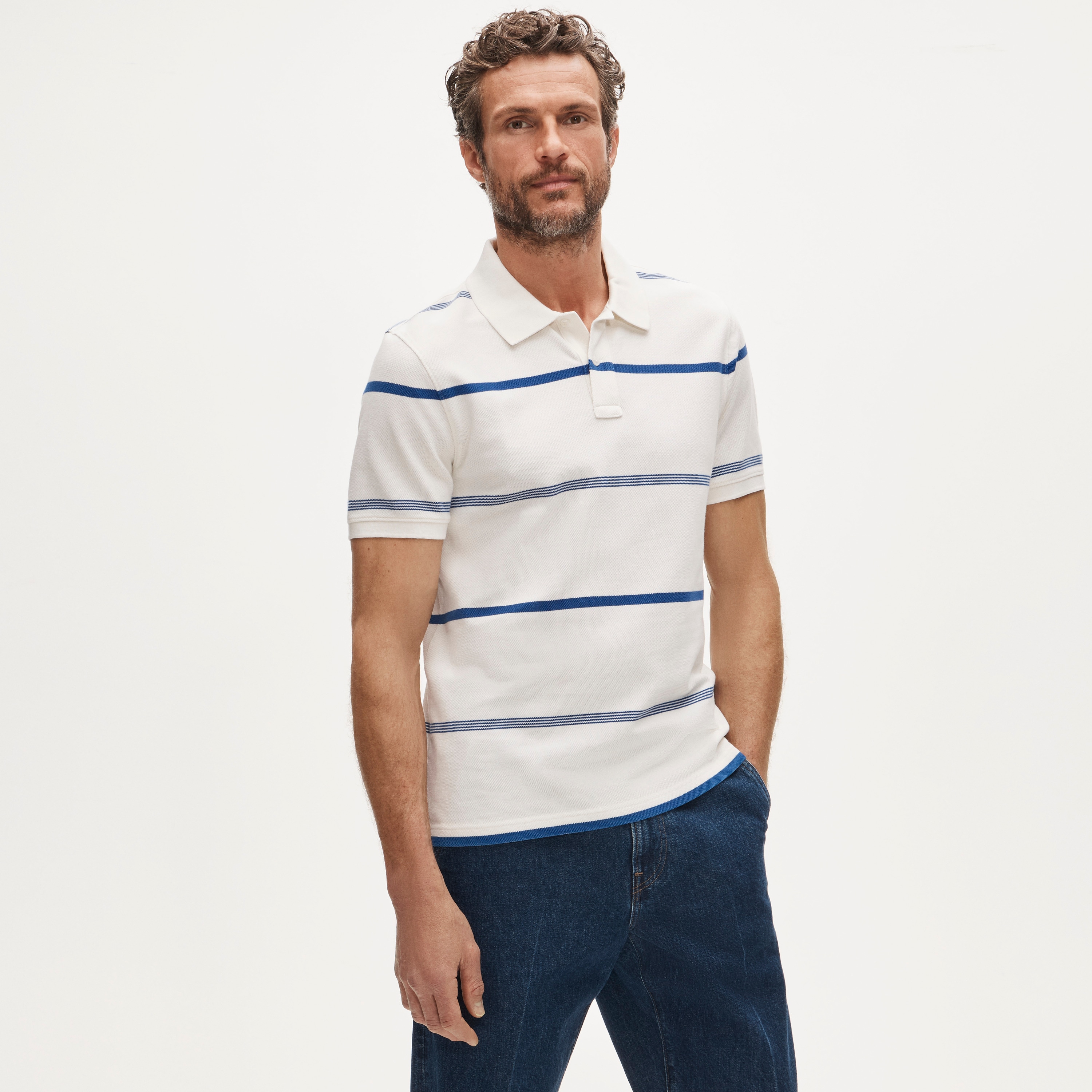 Washed Piqué Polo Shirt In Stripe For Men | J.Crew