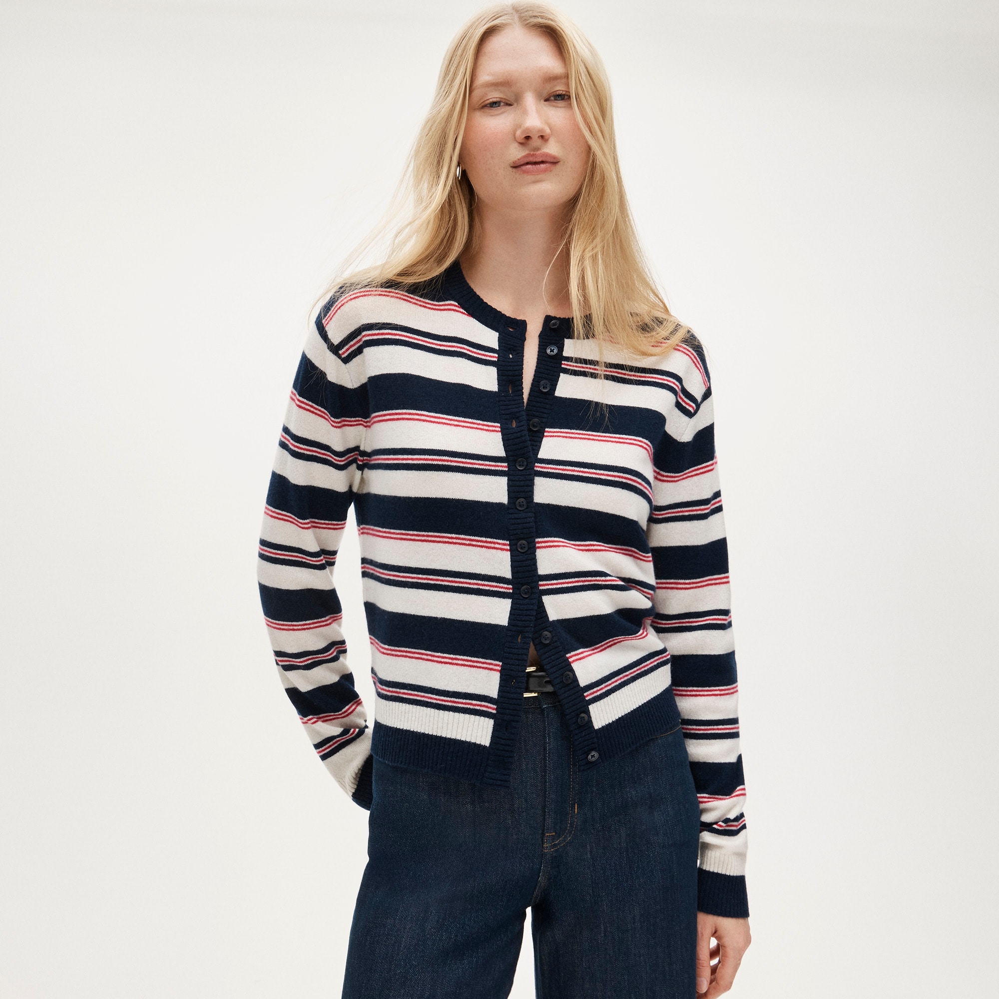 Perfect cashmere cardigan in stripe