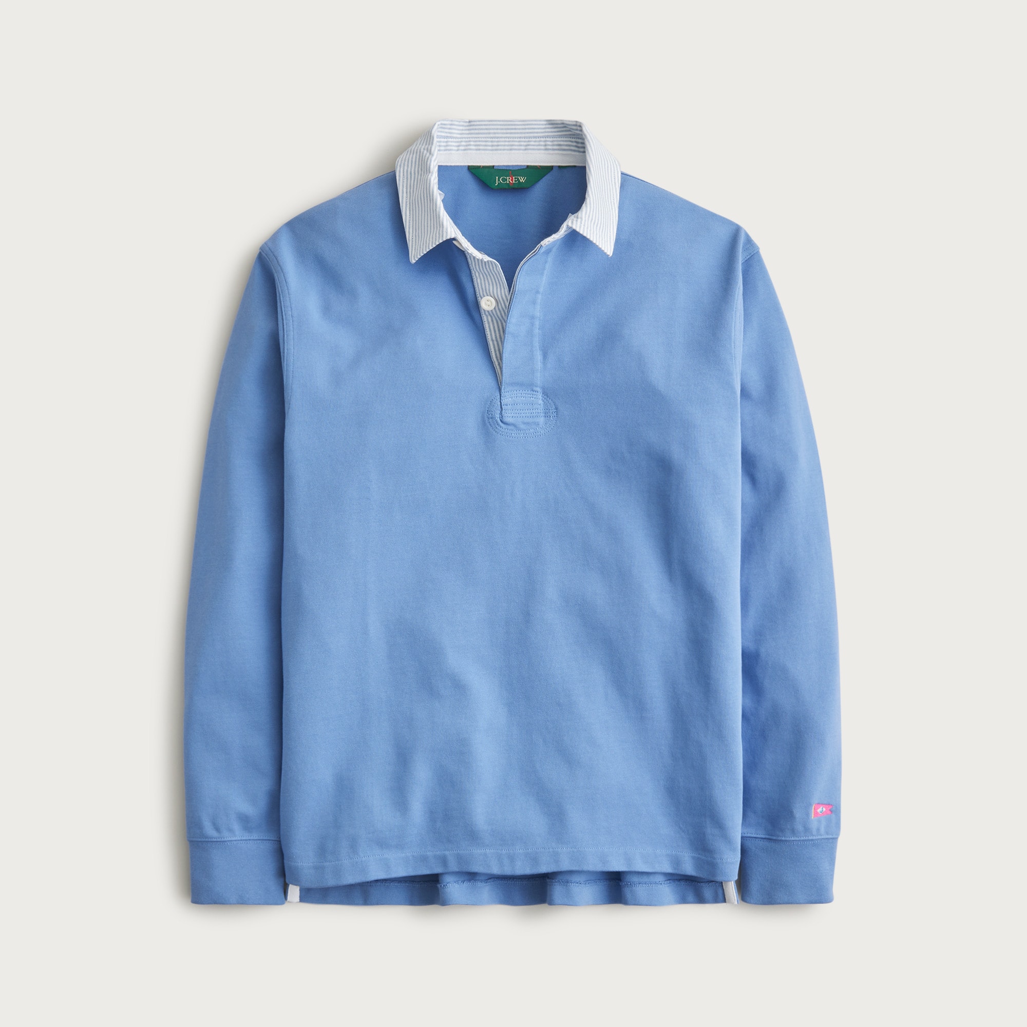 Rugby Shirt With Striped Oxford Collar For Men | J.Crew
