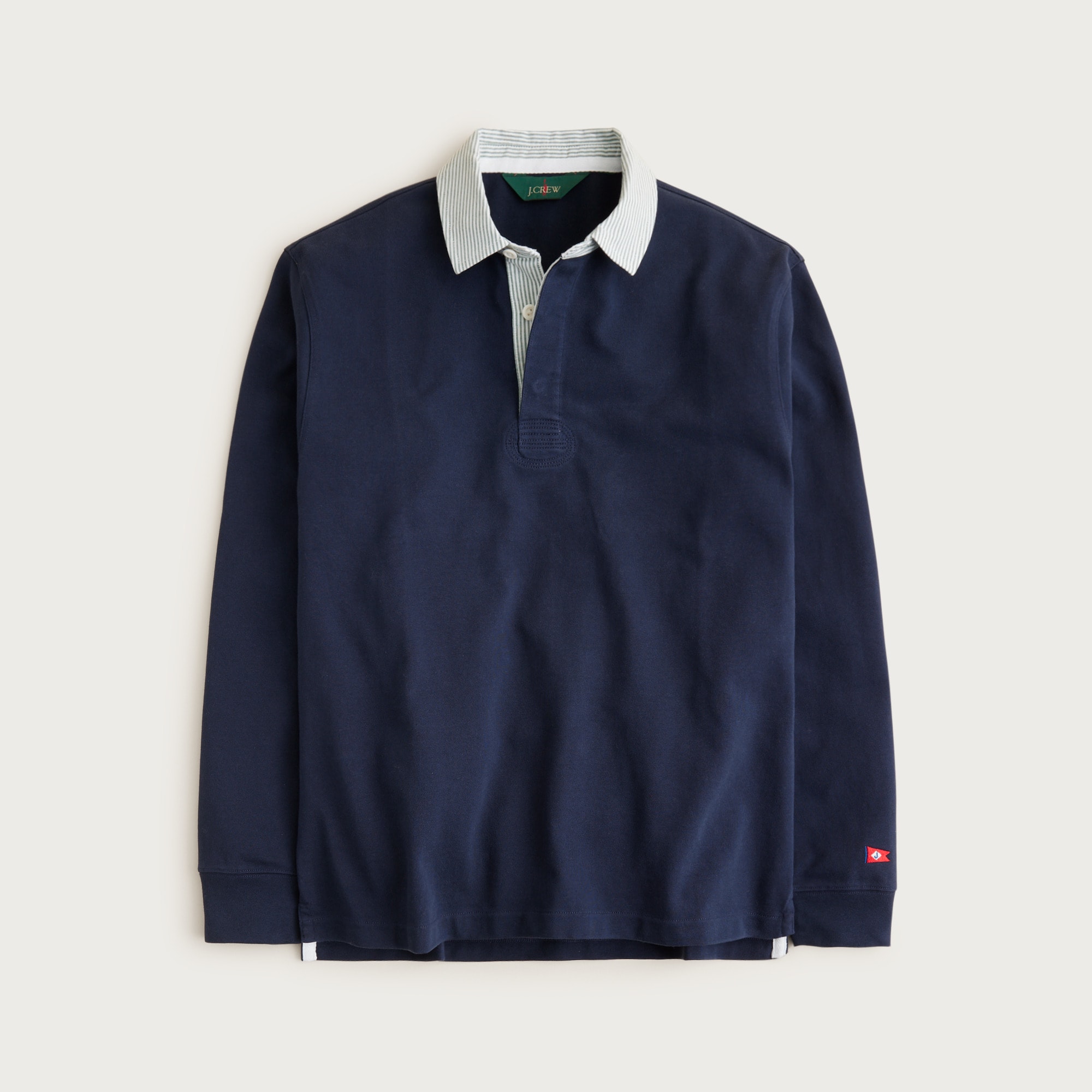 mens Rugby shirt with striped oxford collar