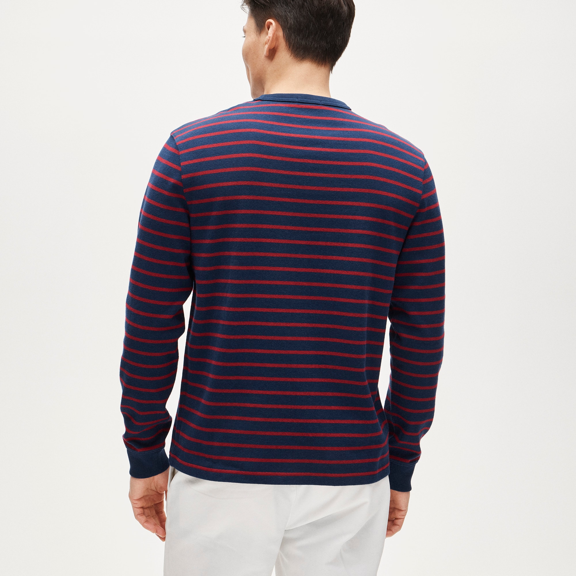 Long-sleeve crewneck in striped maritime jersey