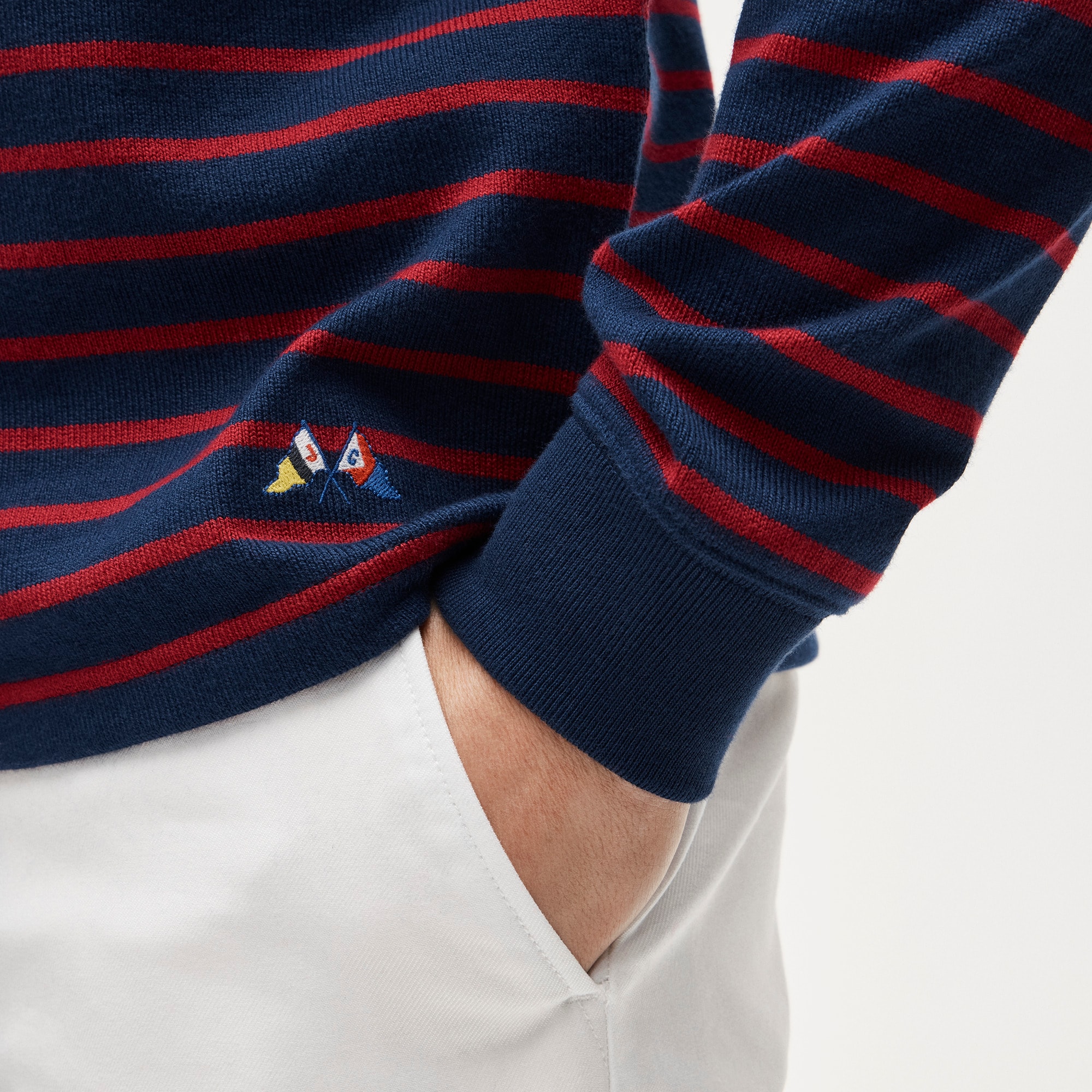Long-sleeve crewneck in striped maritime jersey
