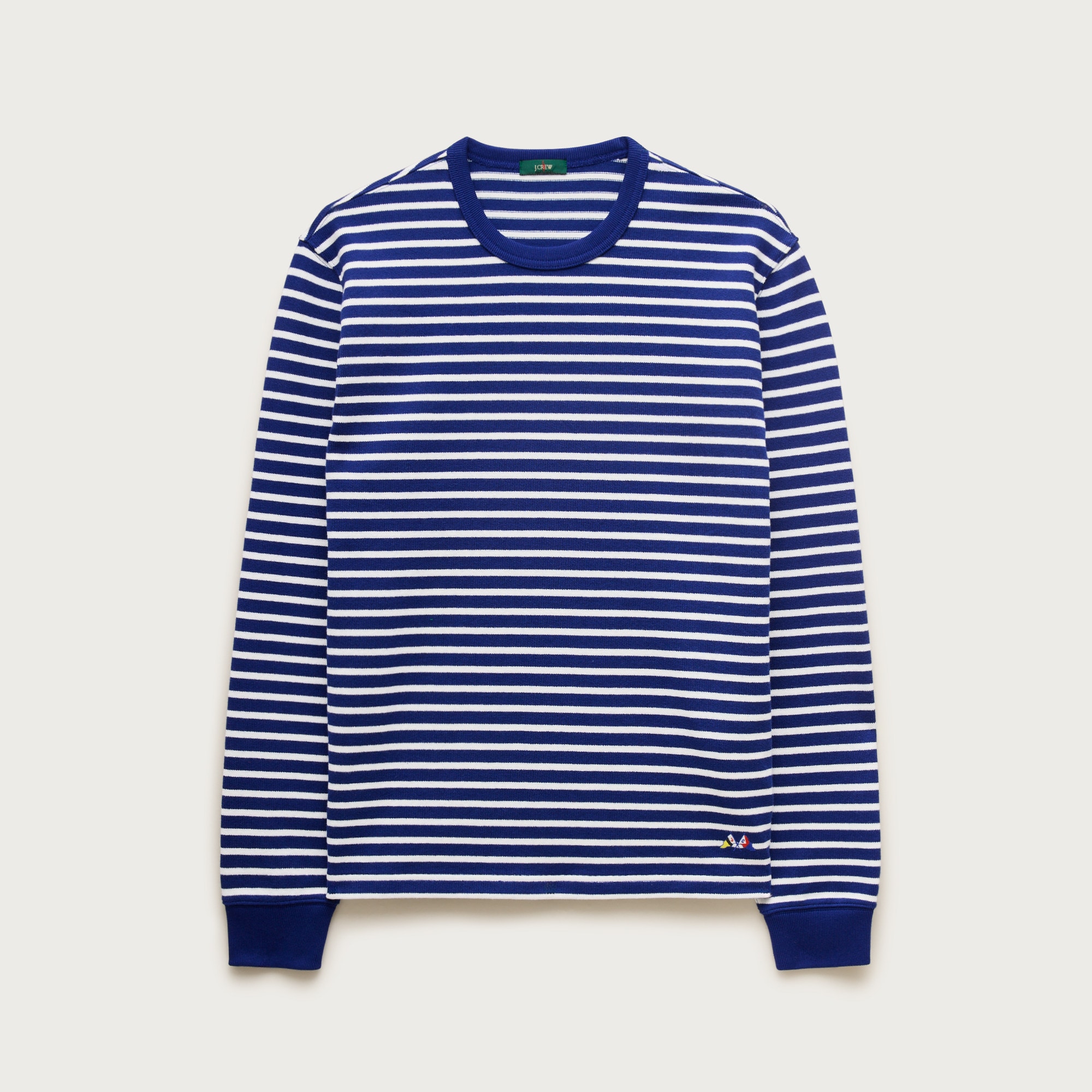 Long-sleeve crewneck in striped maritime jersey
