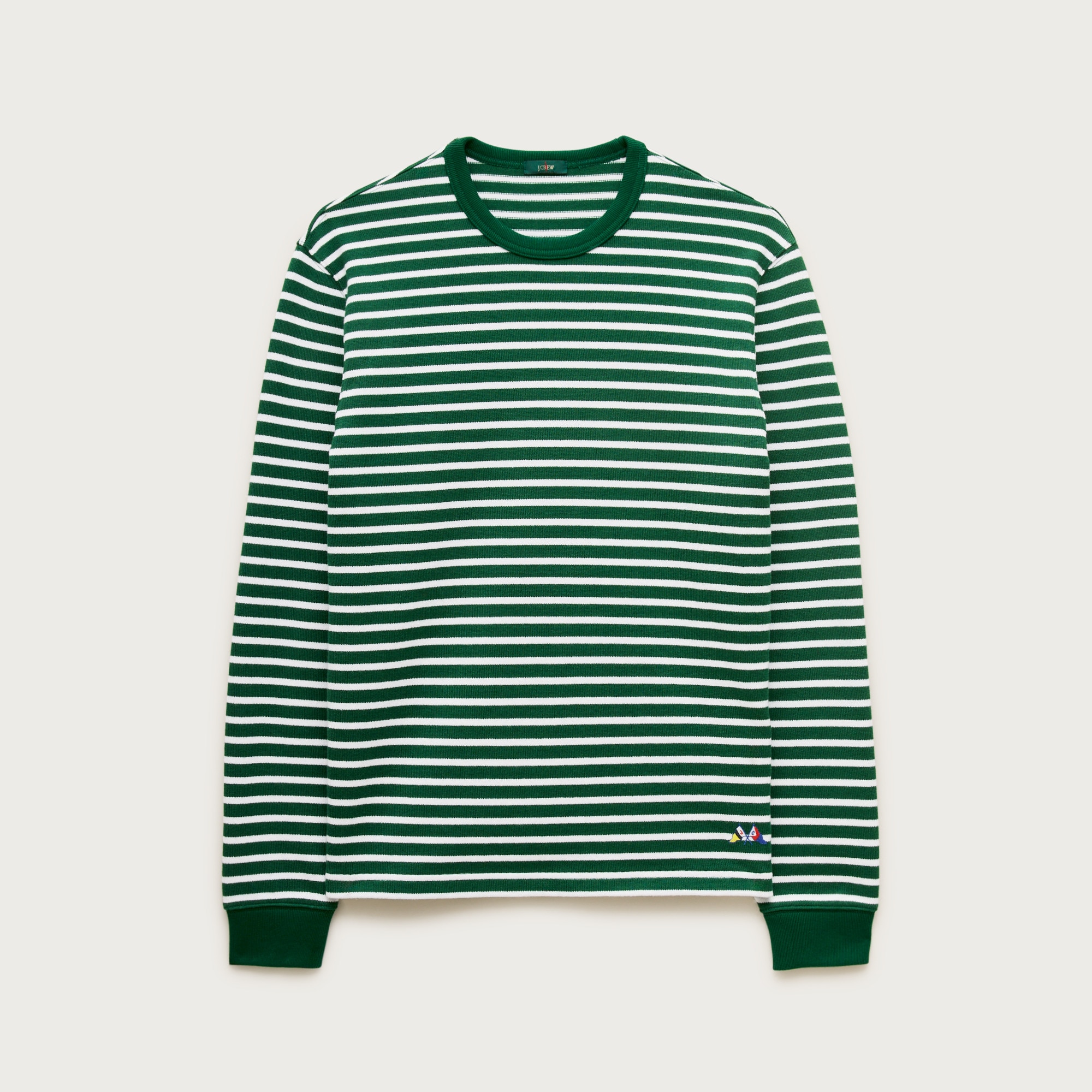 mens Long-sleeve crewneck in striped maritime jersey