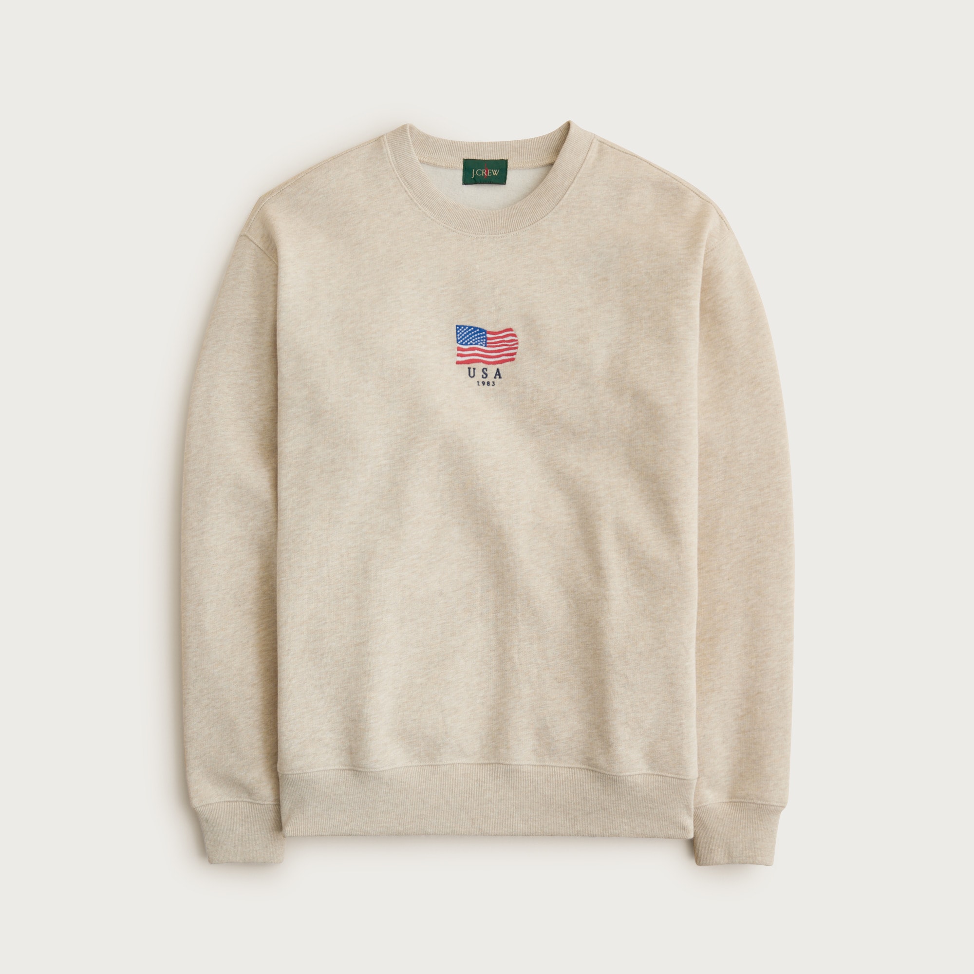 FACT POP-U限定 LOGO スウェット CREWNECK SHIRTS 83 Fleece Sweatshirt With Flag Embroidery For Men | J.Crew