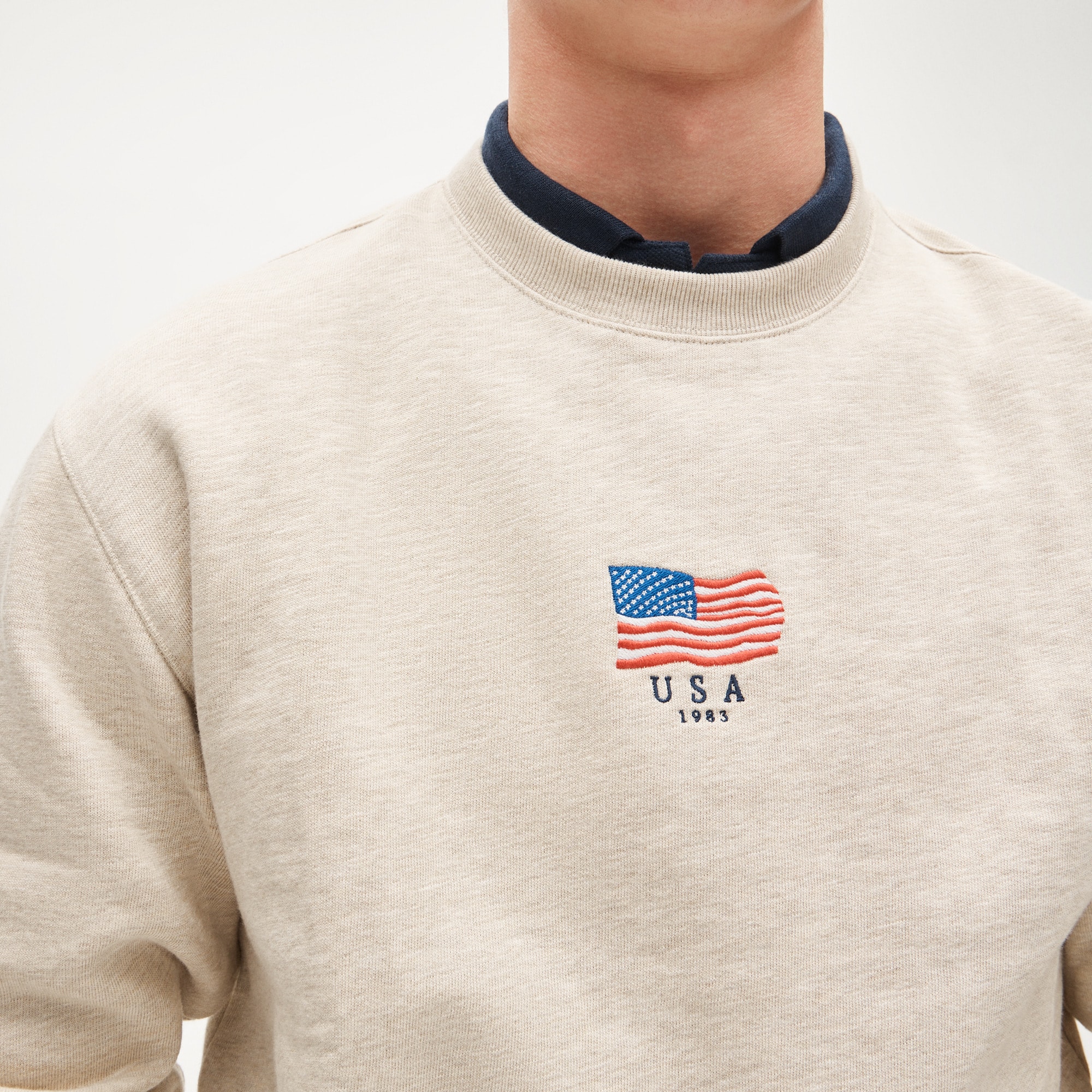83 Fleece Sweatshirt With Flag Embroidery For Men | J.Crew