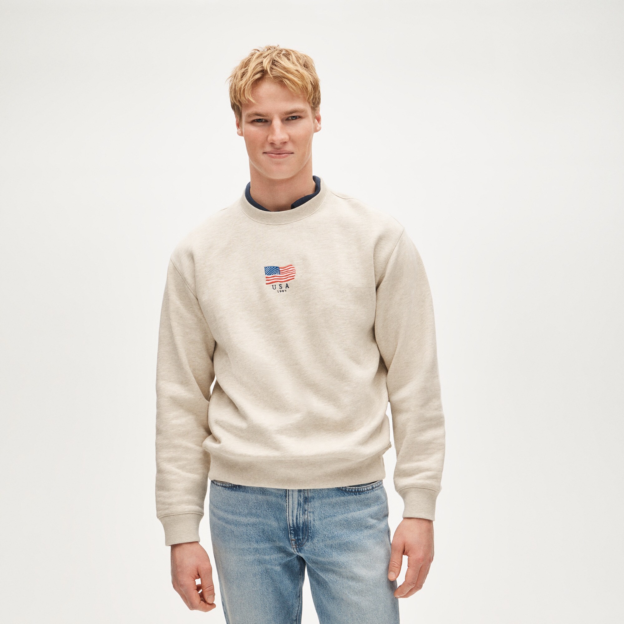 mens '83 fleece sweatshirt with flag embroidery
