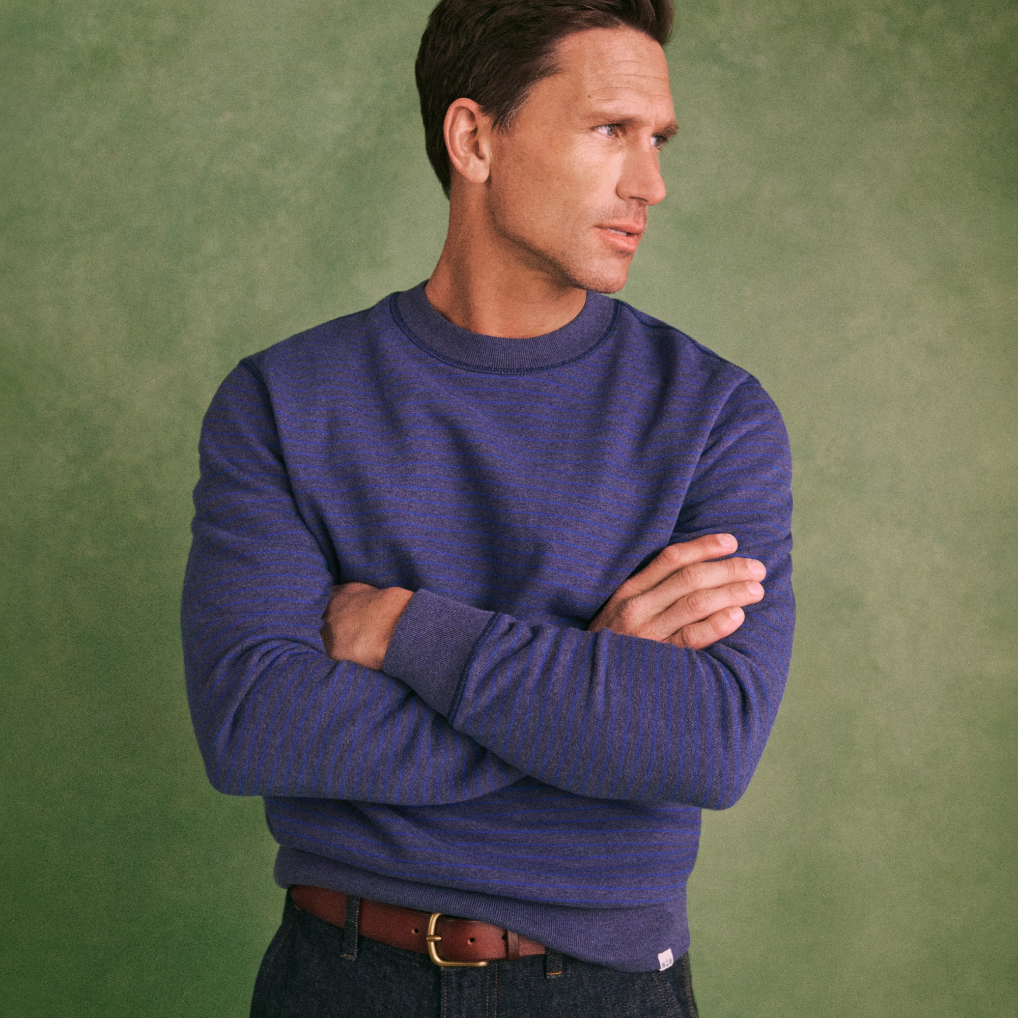 Wallace & Barnes lightweight french terry sweatshirt in stripe