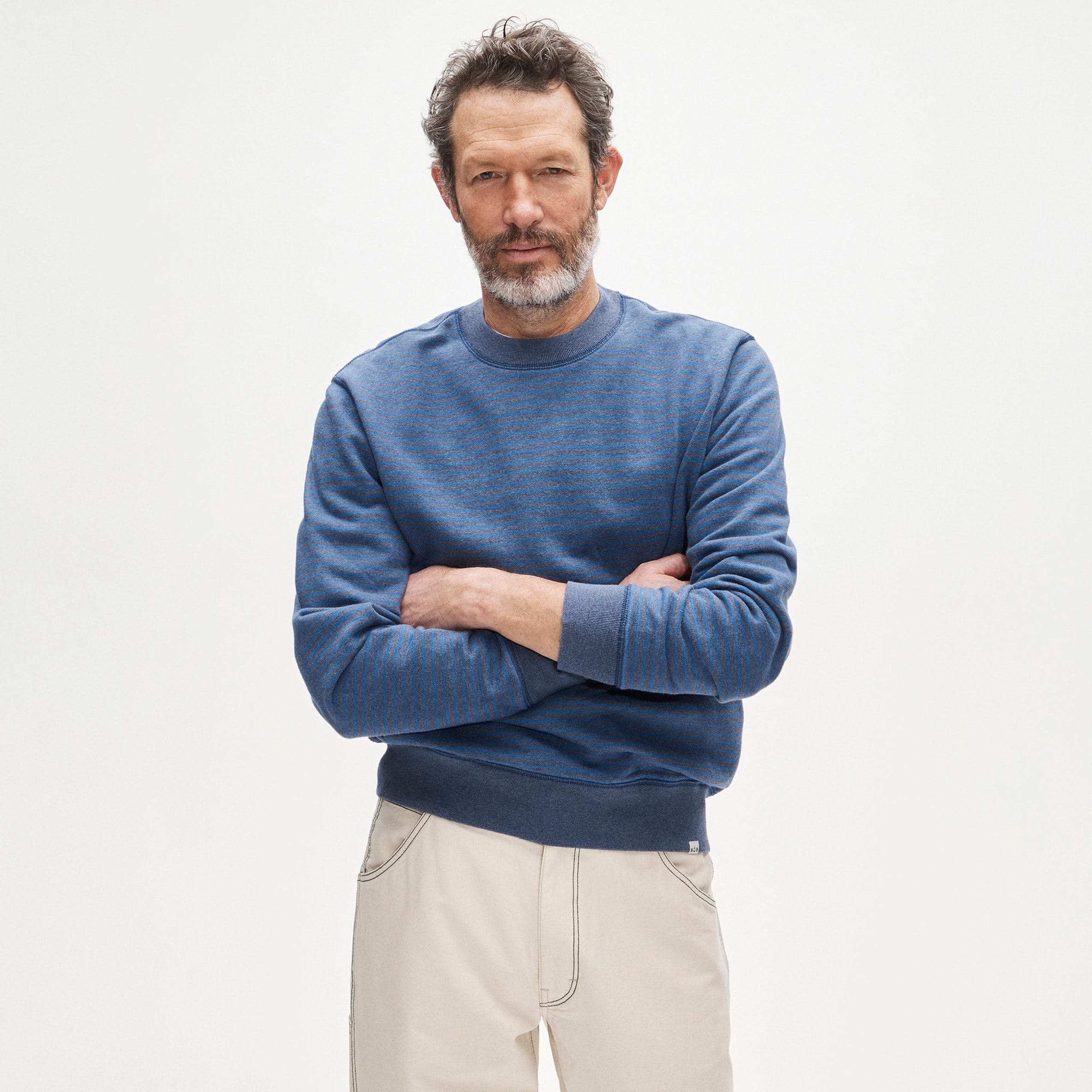 Wallace & Barnes lightweight french terry sweatshirt in stripe