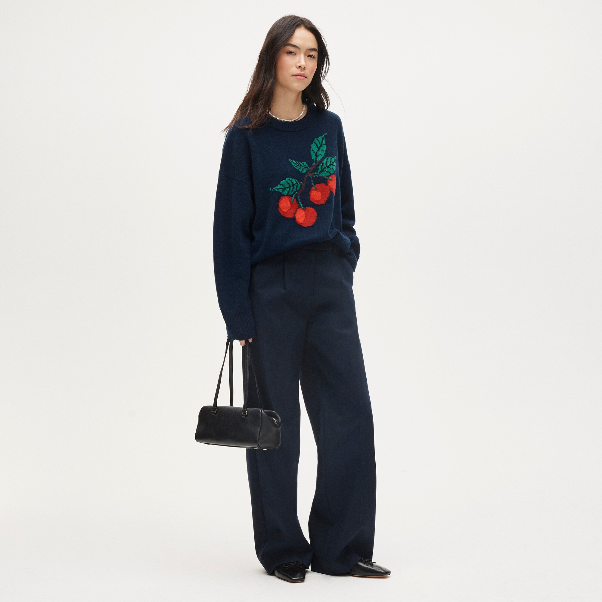 Collection cashmere sweater with intarsia print