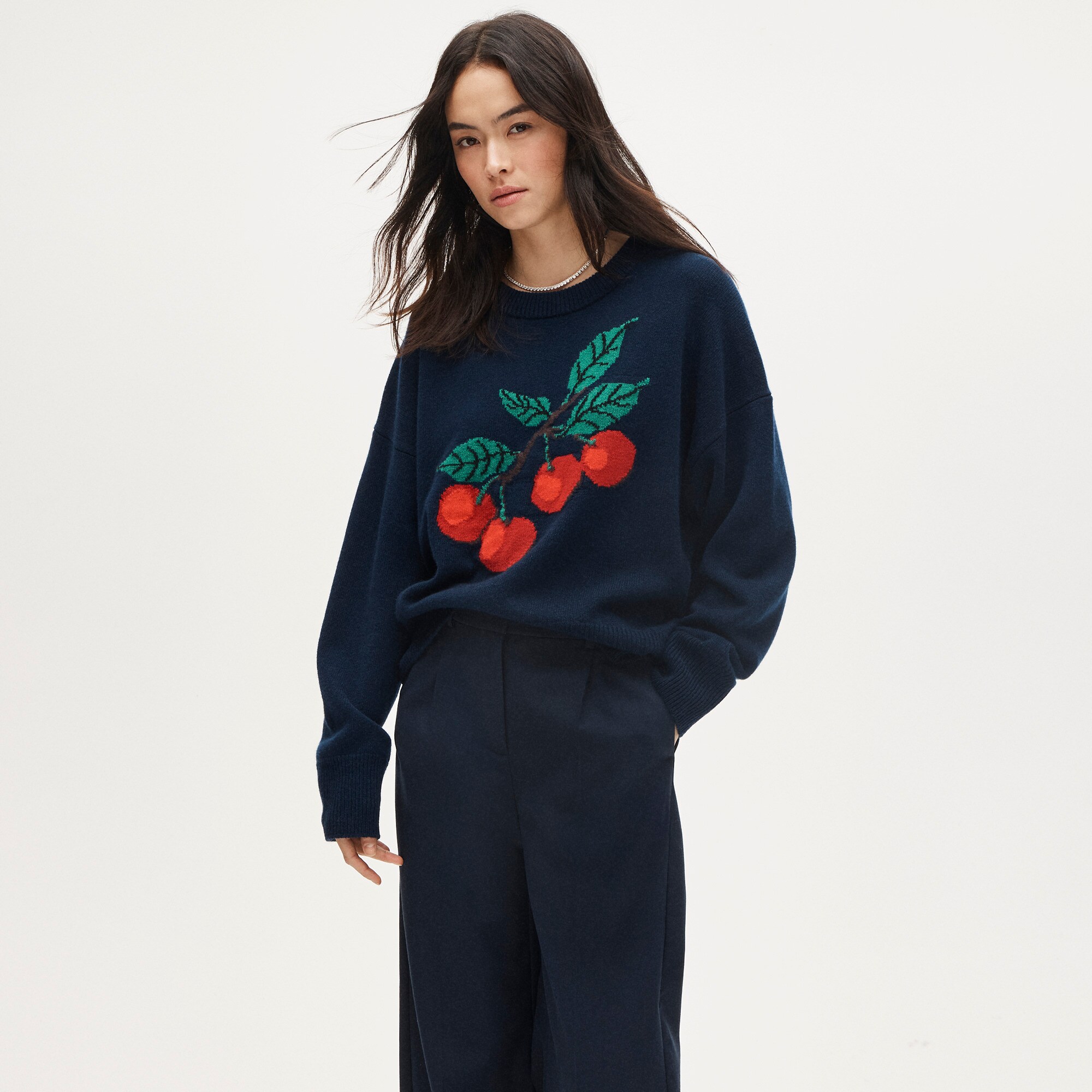 womens Collection cashmere sweater with intarsia print