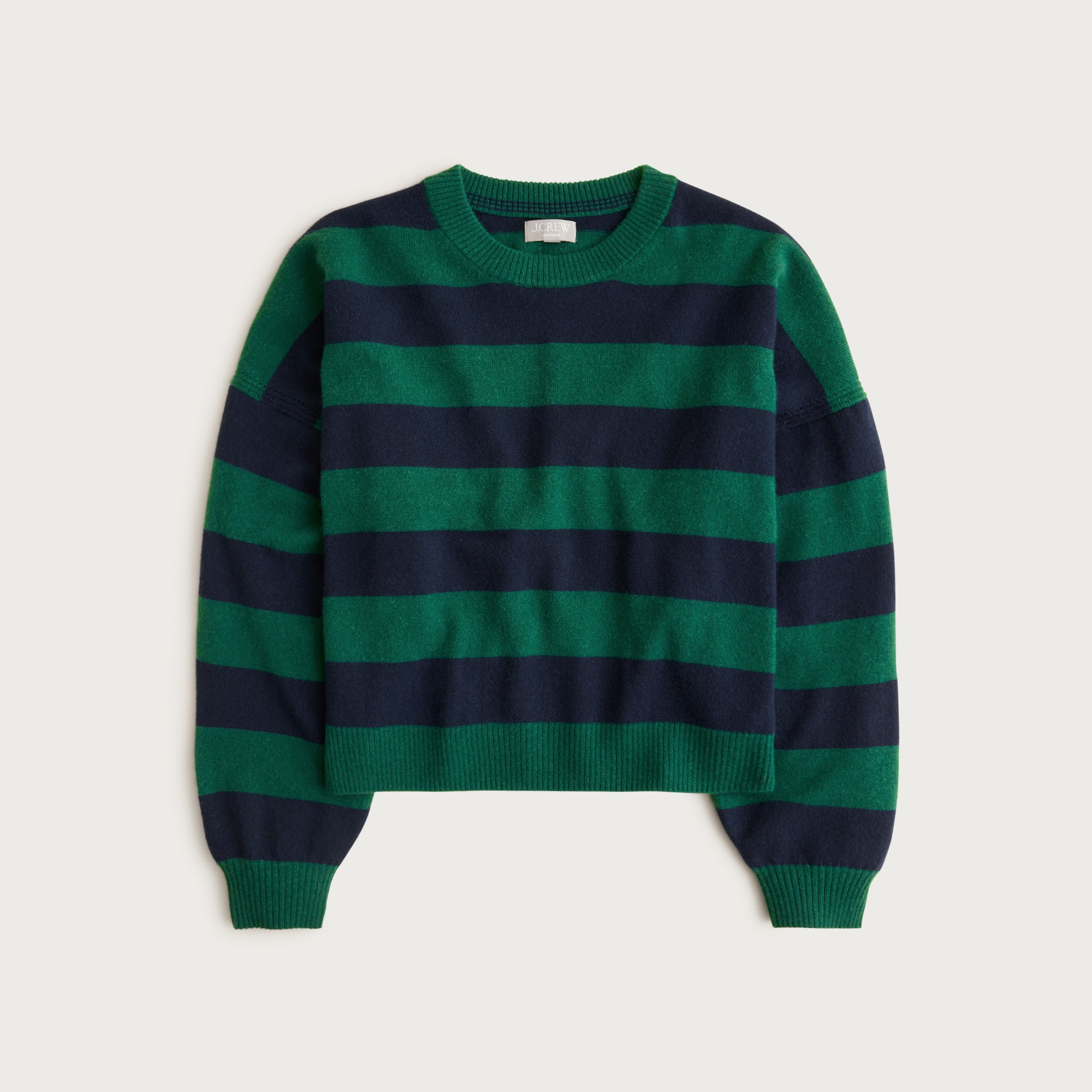 Cashmere blouson-sleeve sweater in stripe