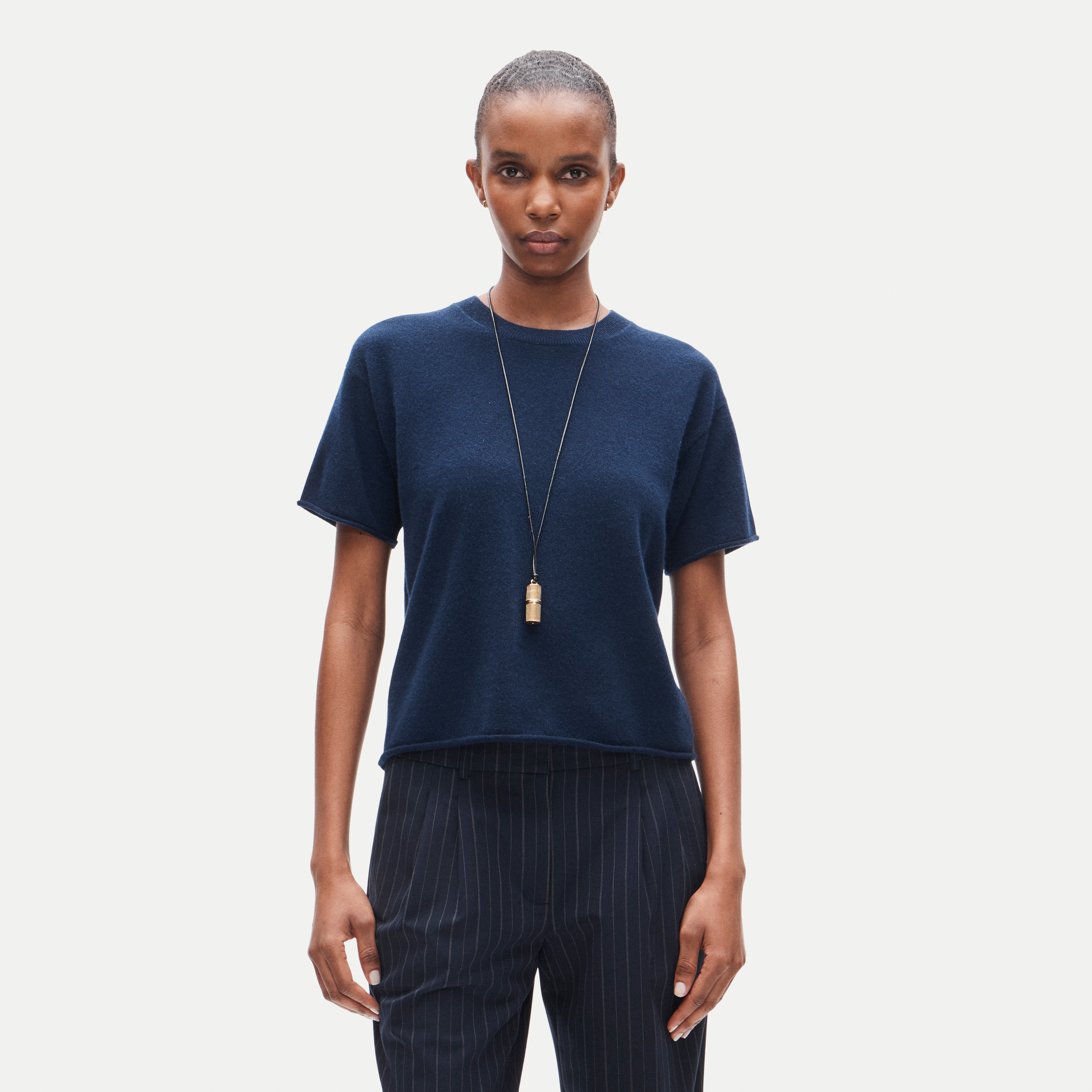 Rolled cashmere relaxed sweater-tee