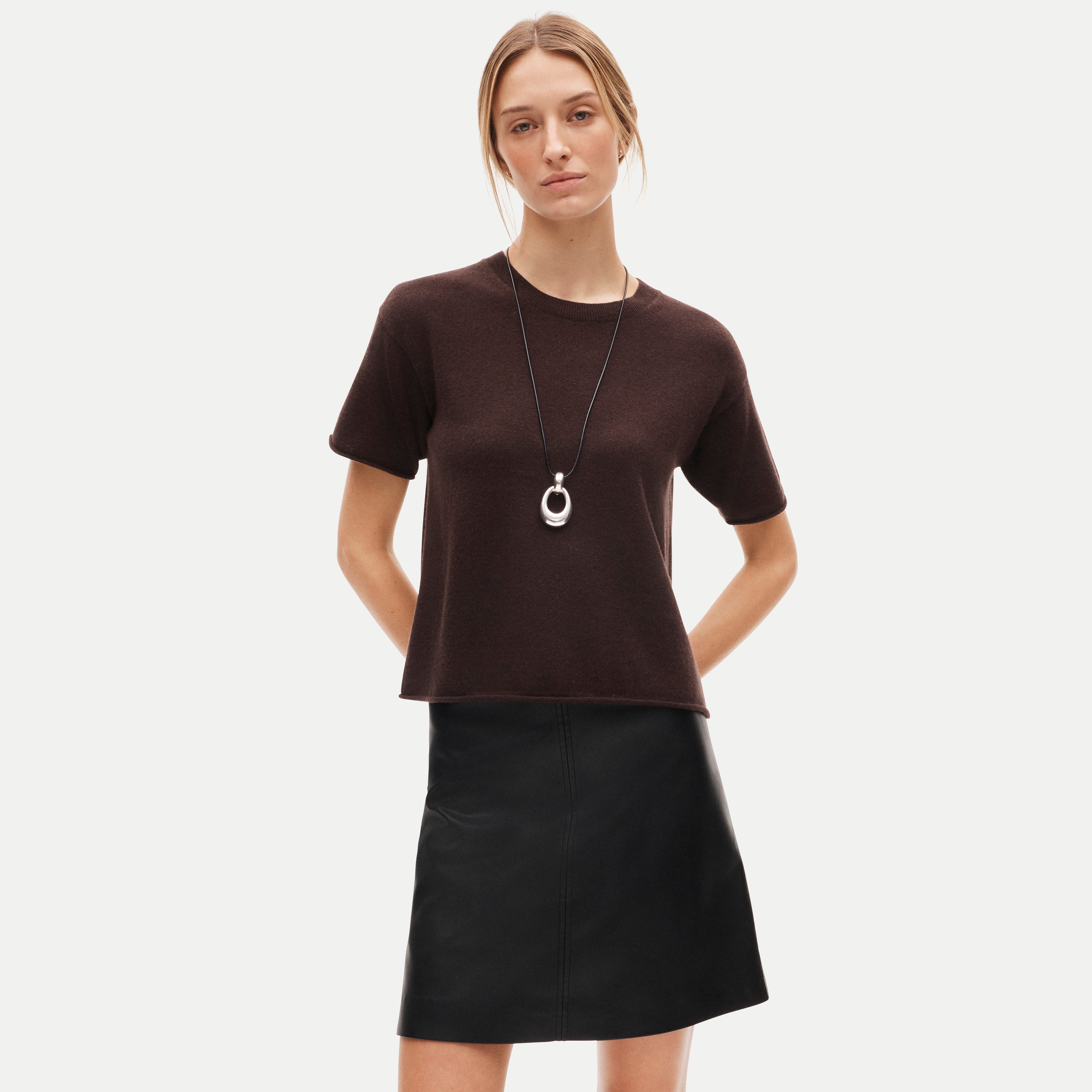 Rolled cashmere relaxed sweater-tee