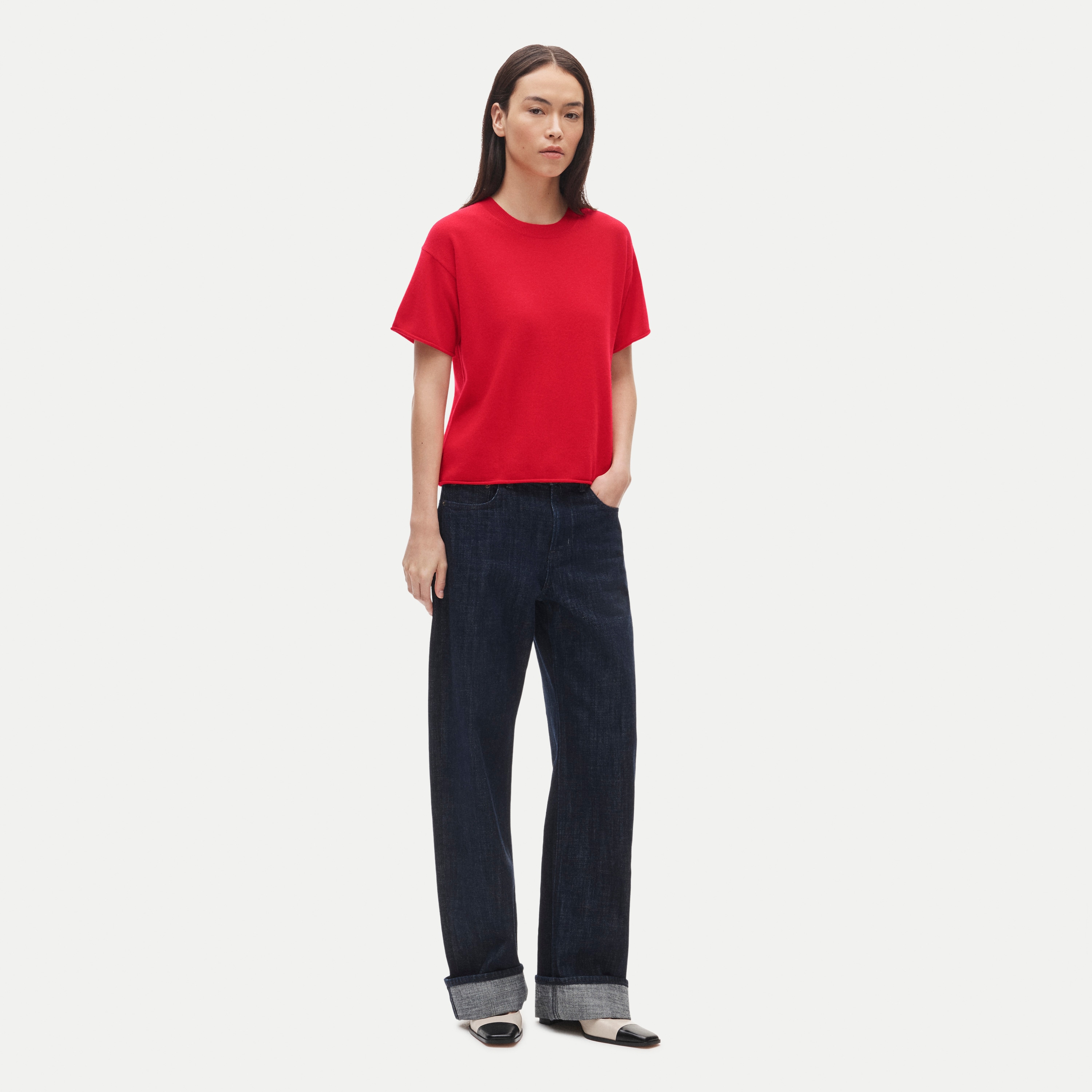 Rolled cashmere relaxed sweater-tee - thumbnail 10
