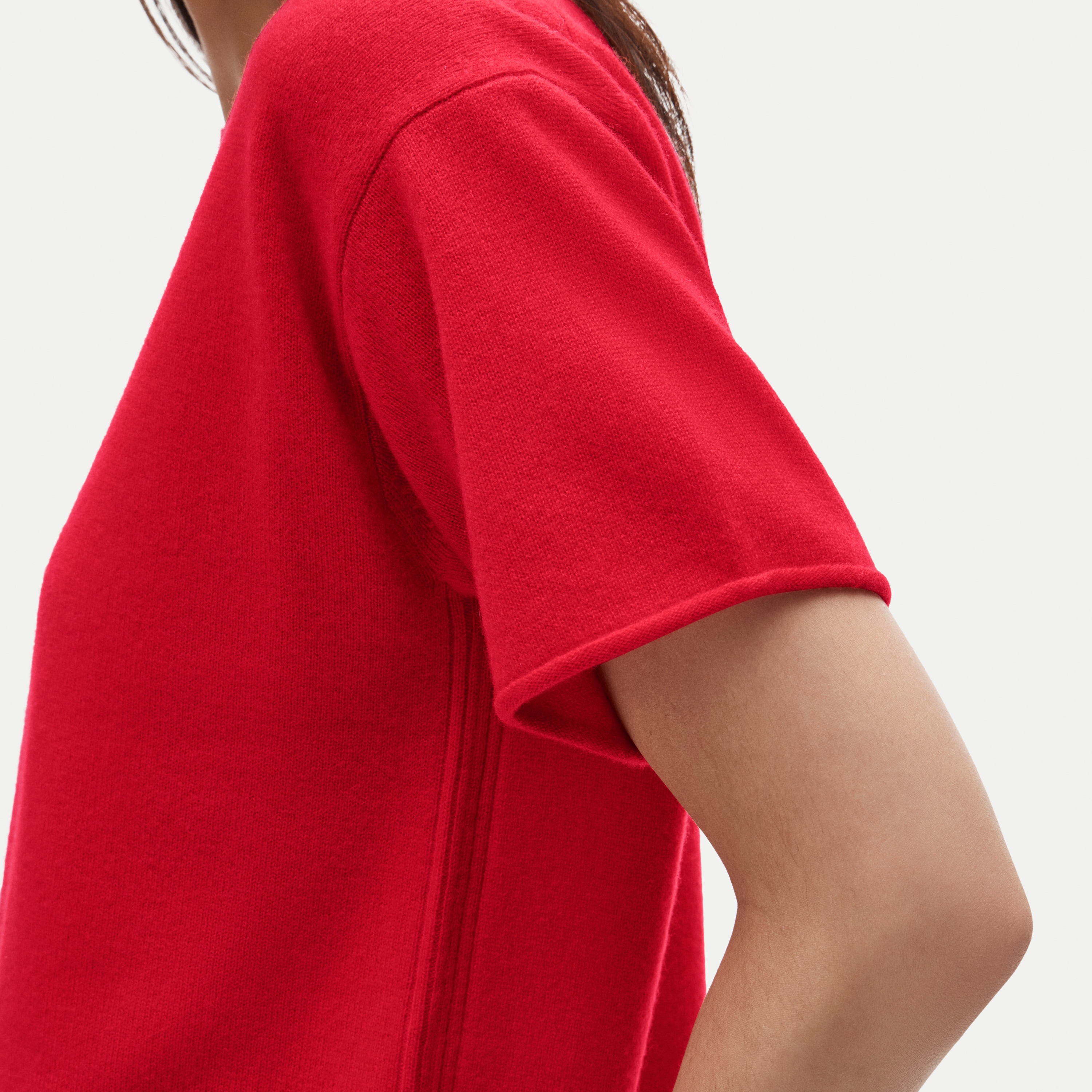 Rolled cashmere relaxed sweater-tee
