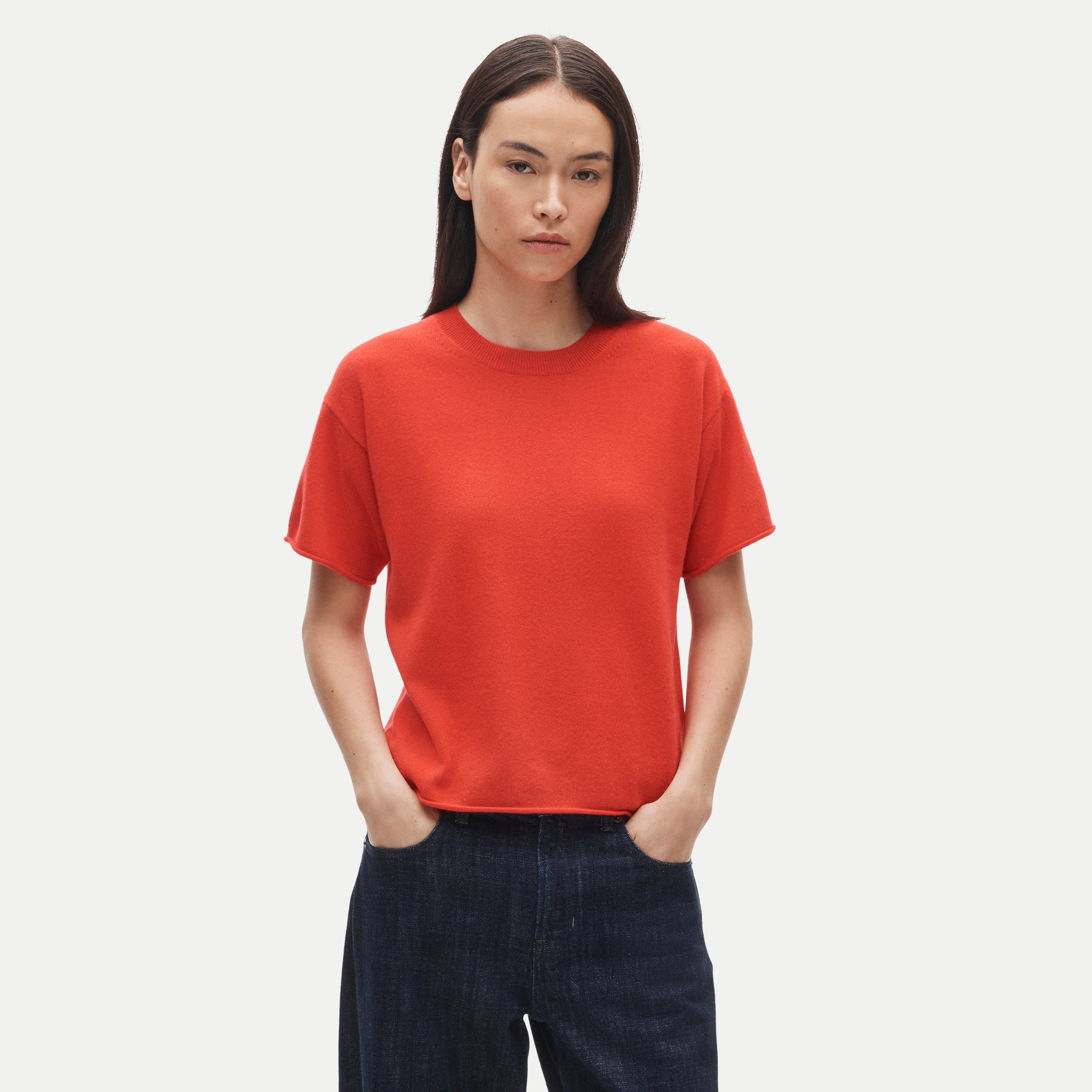 Rolled cashmere relaxed sweater-tee