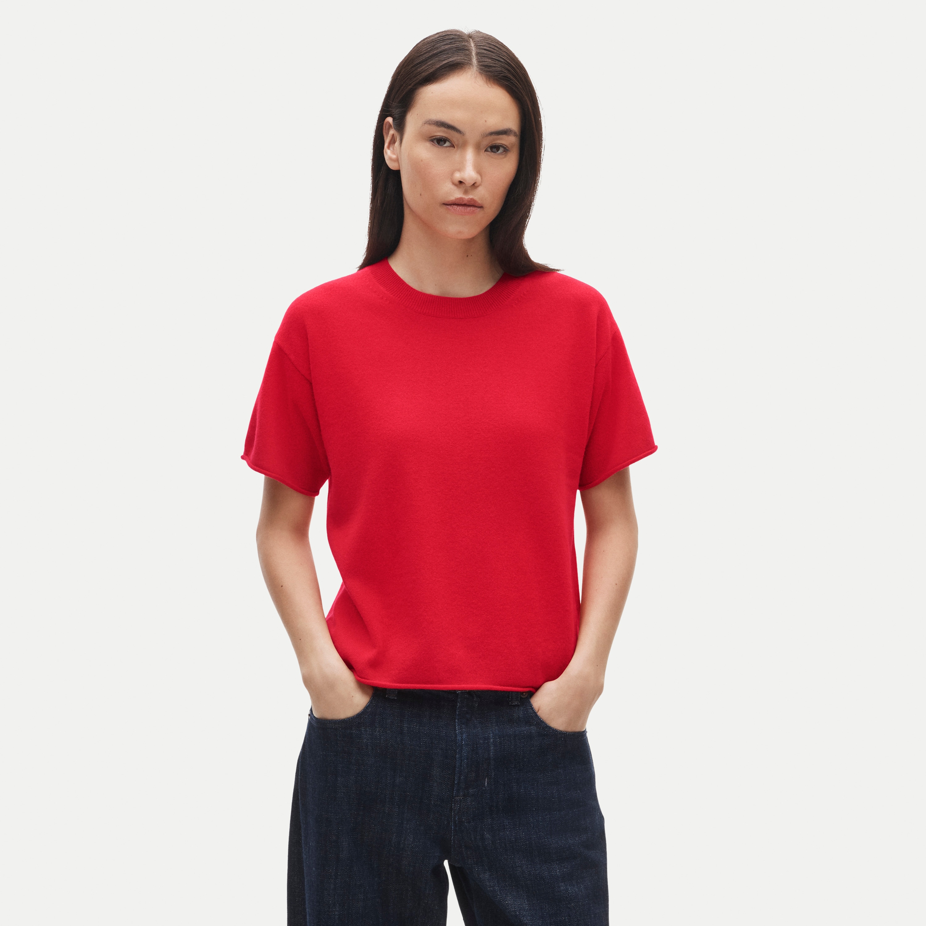 Rolled cashmere relaxed sweater-tee