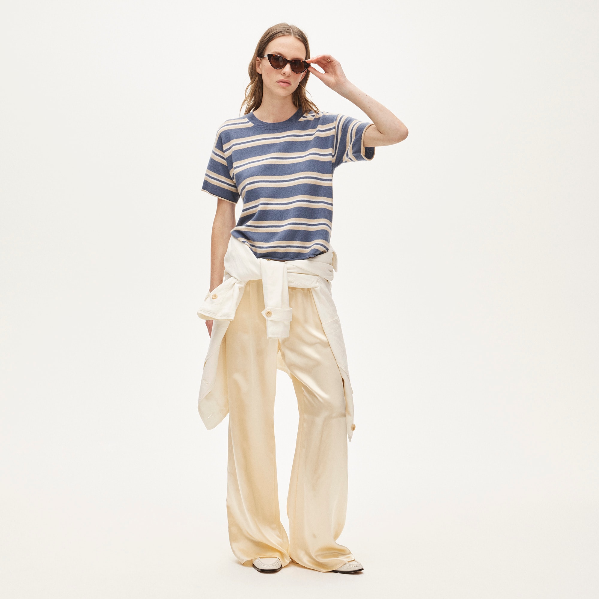 Cashmere relaxed T-shirt in stripe - image 3