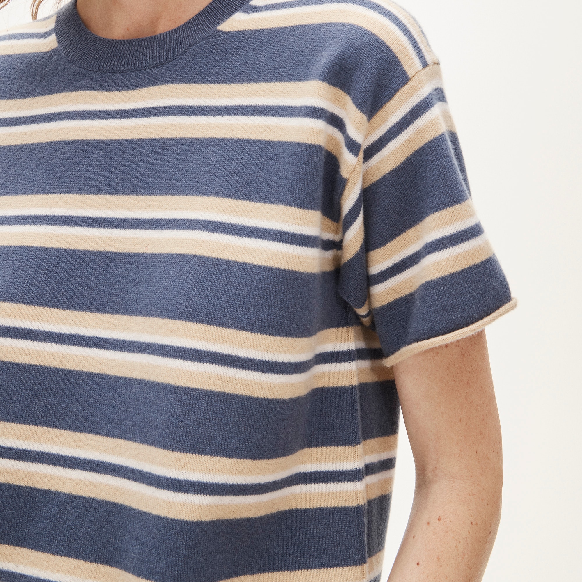 Cashmere relaxed T-shirt in stripe - image 4