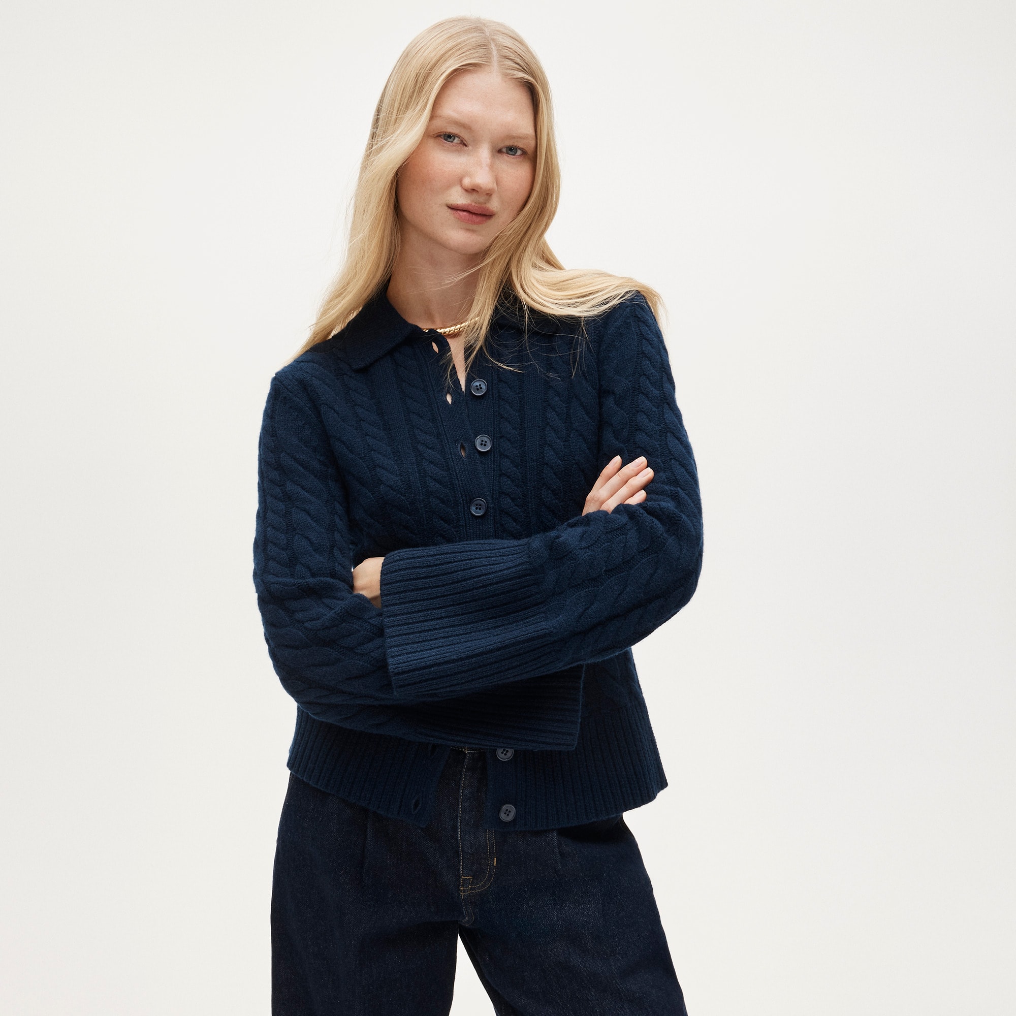 Collection Cashmere Twisted Cable-knit Cardigan For Women | J.Crew