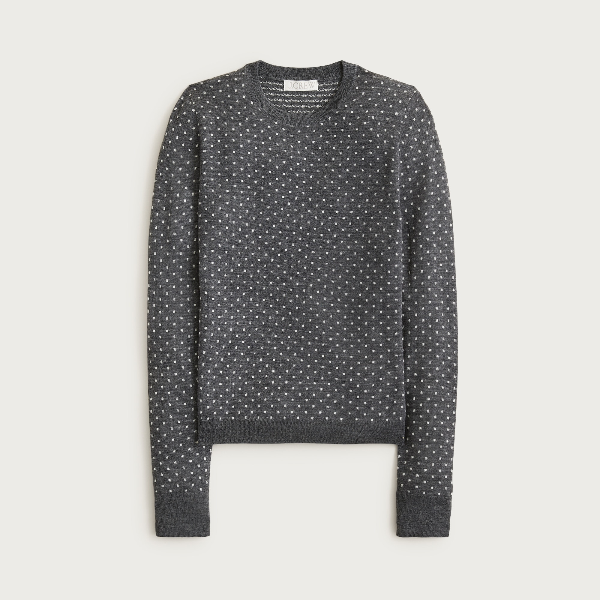 Carolyn fitted crewneck sweater in polka-dot merino wool