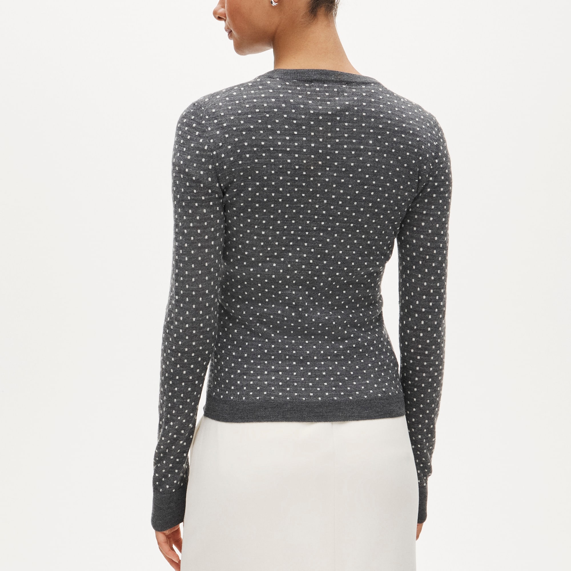Carolyn fitted crewneck sweater in polka-dot merino wool