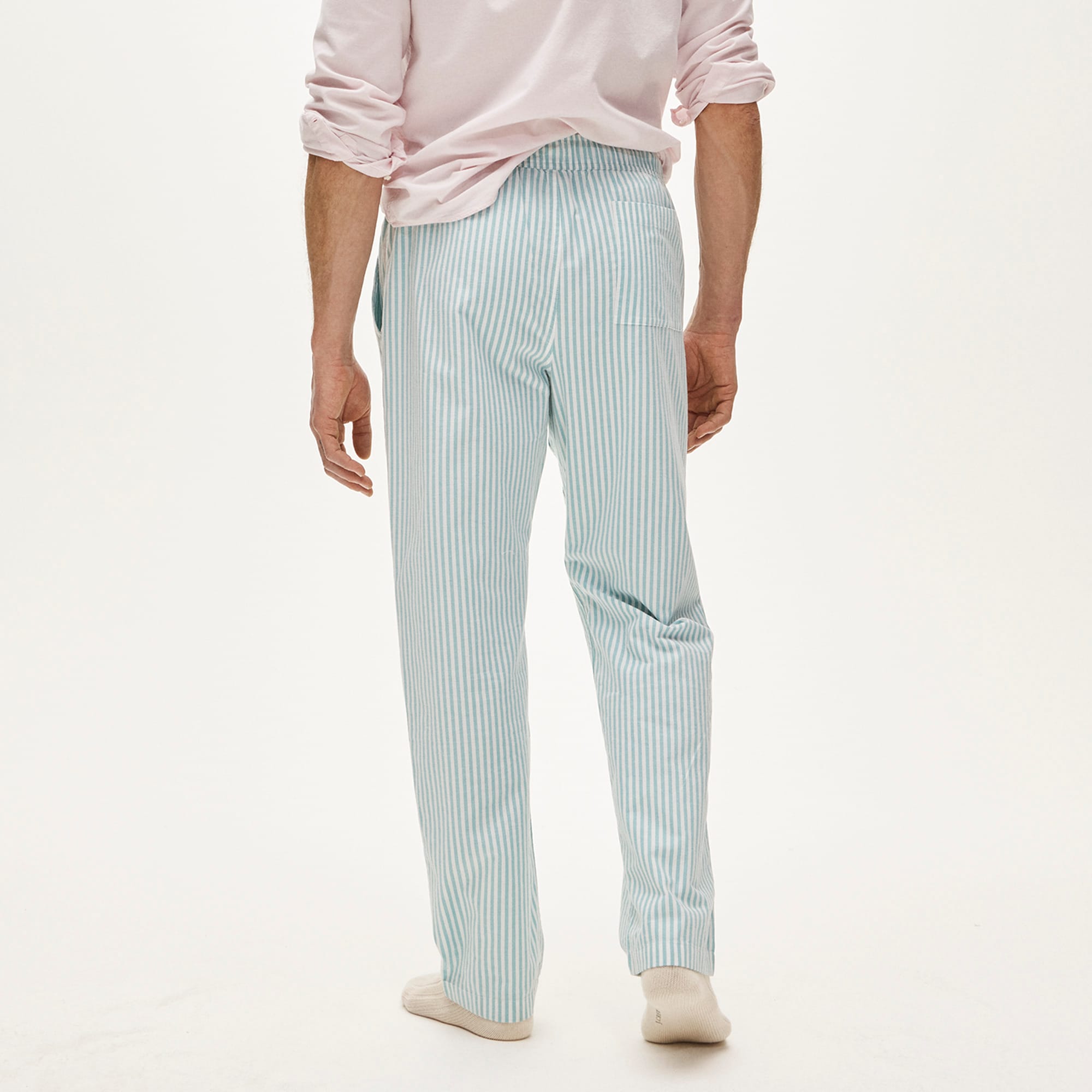 Broken-in oxford lounge pant in organic cotton stripe
