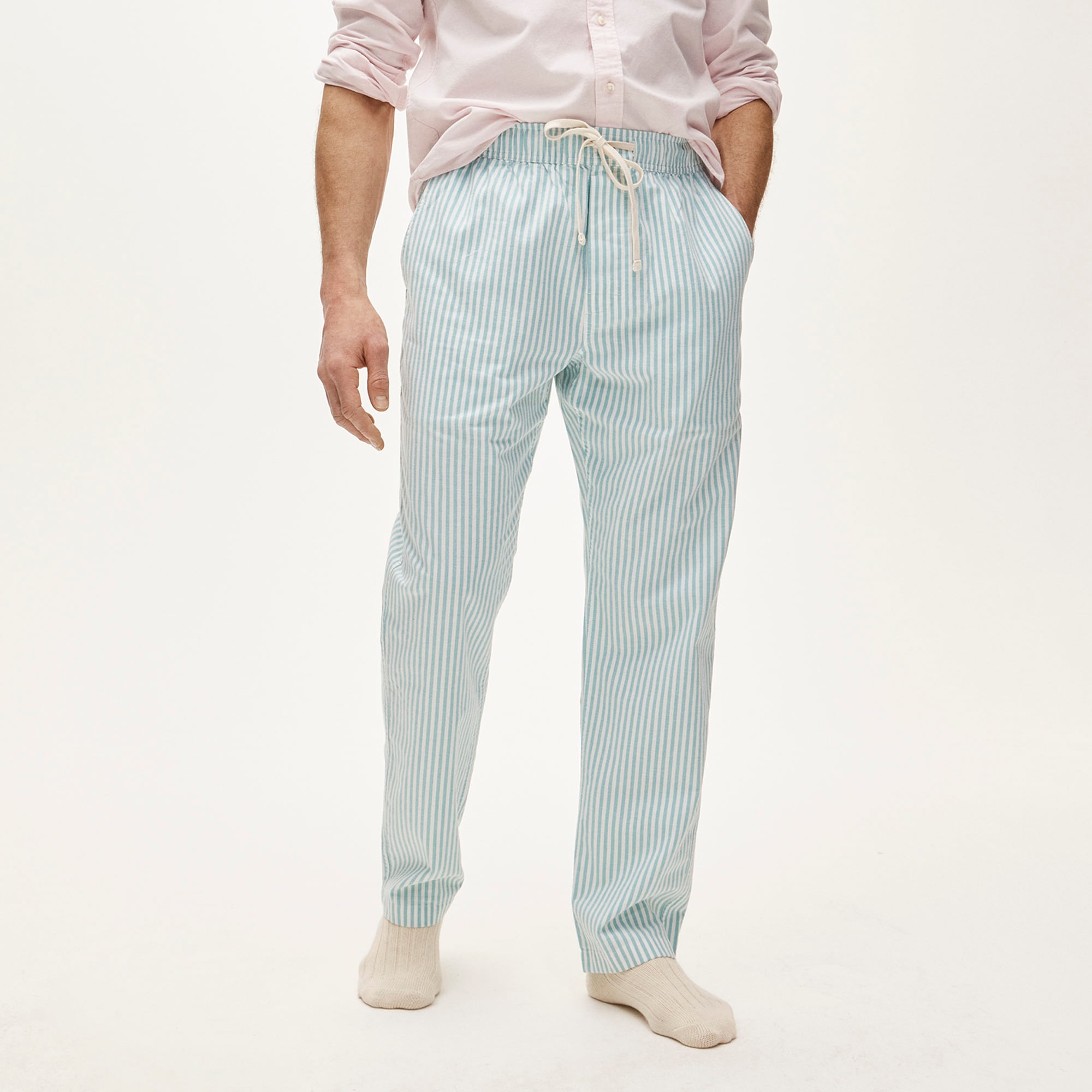 Broken-in oxford lounge pant in organic cotton stripe
