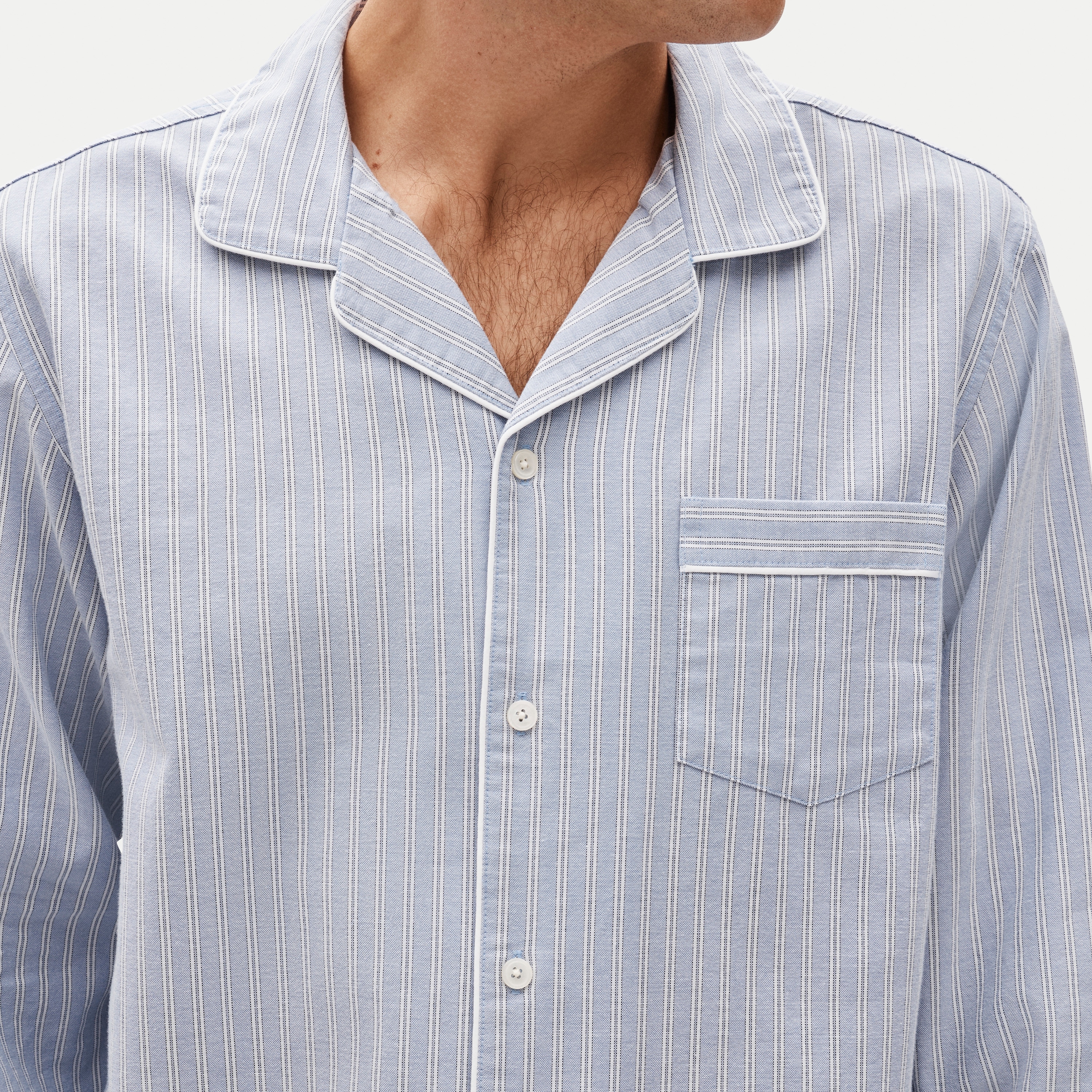 Broken-in oxford lounge set in  organic cotton stripe - thumbnail 2