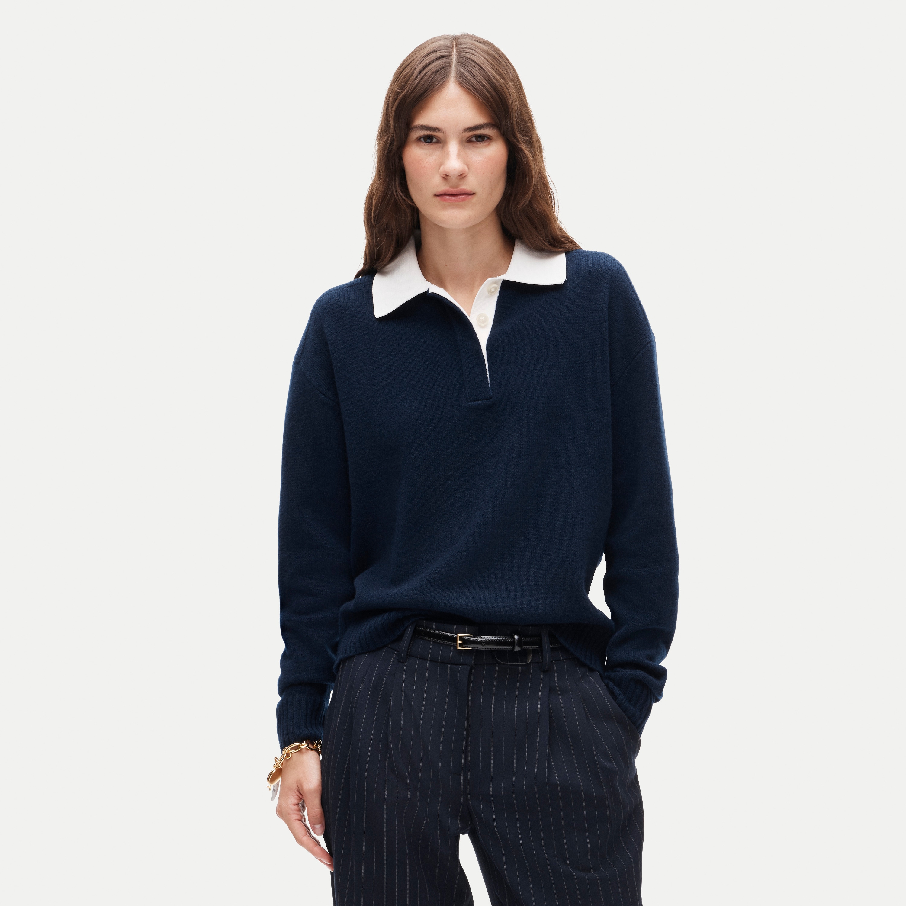 Relaxed sweater-polo in vintage wool