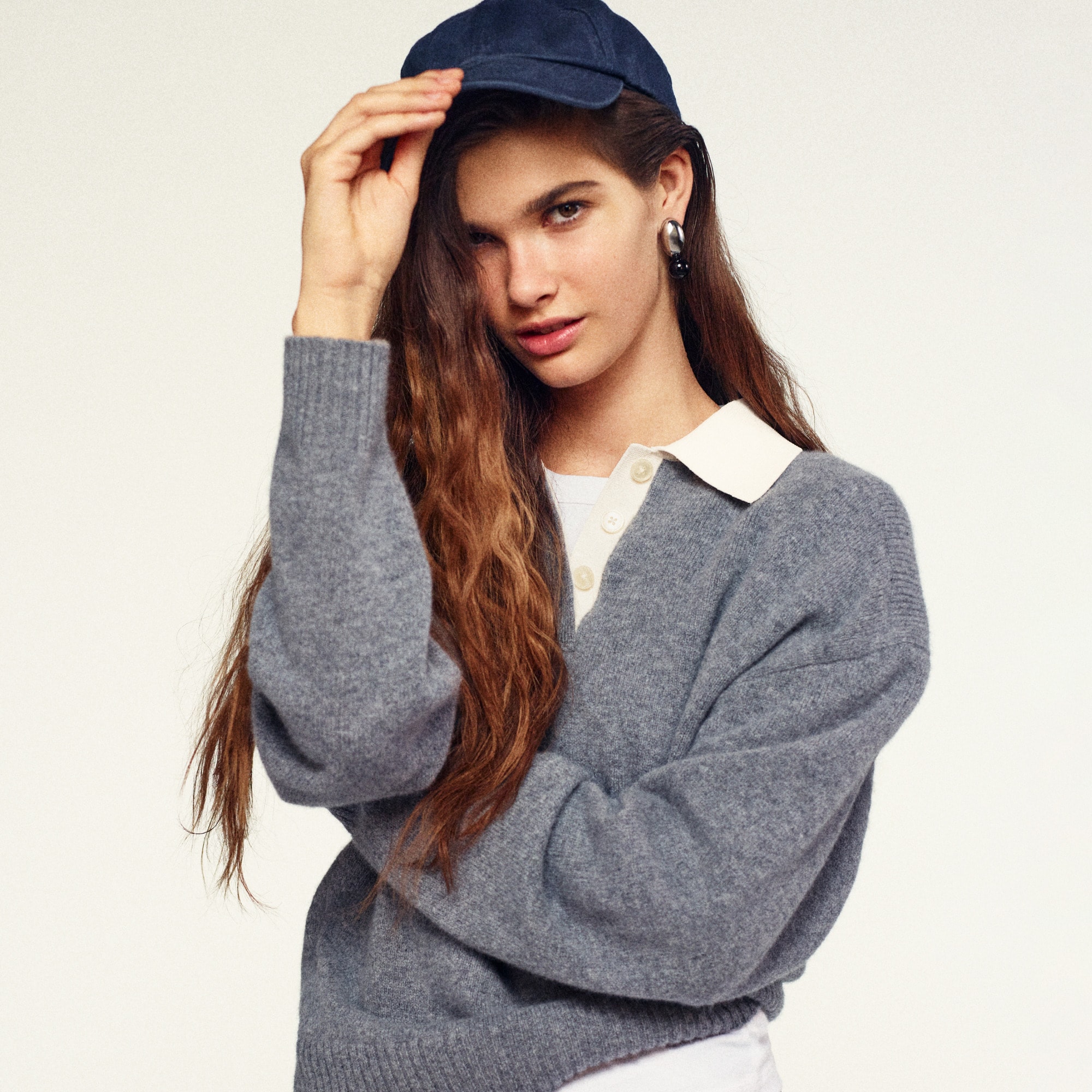 womens Relaxed sweater-polo in vintage wool