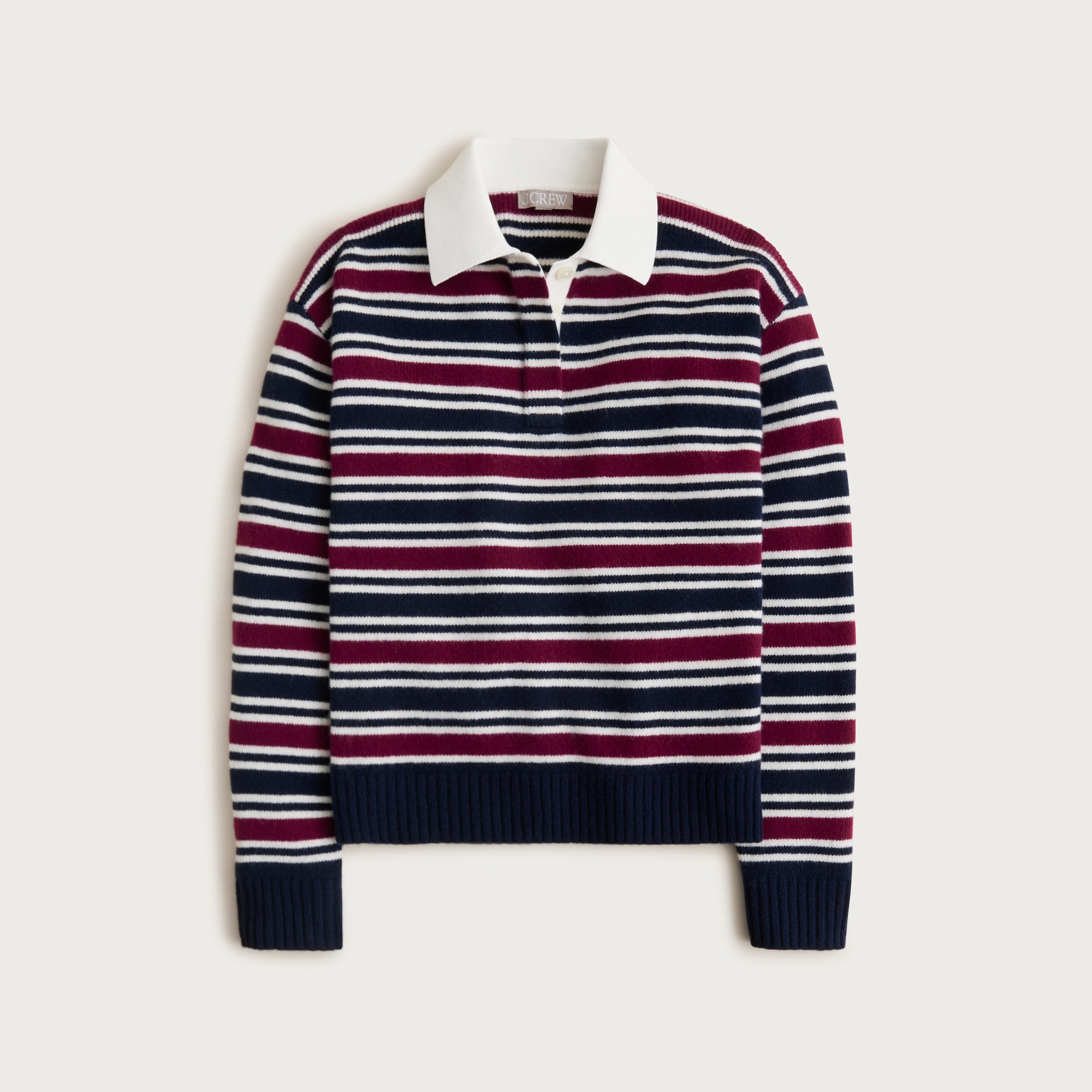 Relaxed sweater-polo in striped vintage wool