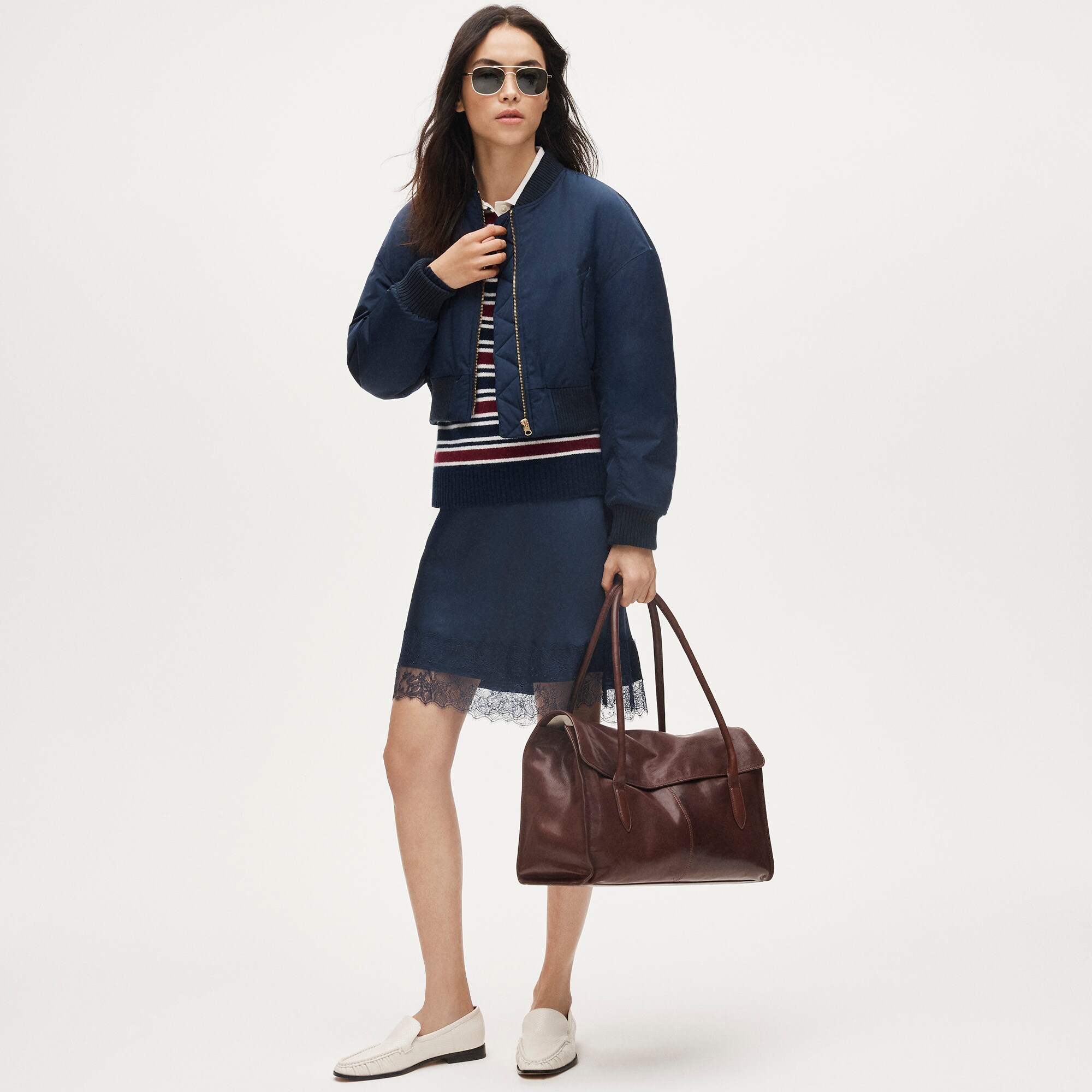 Relaxed sweater-polo in striped vintage wool